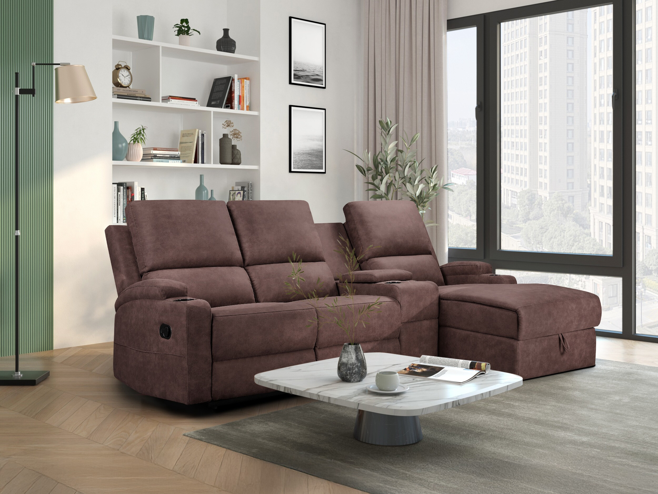 Ecksofa Liegesessel Denton 1568 (Dunkelbraun)