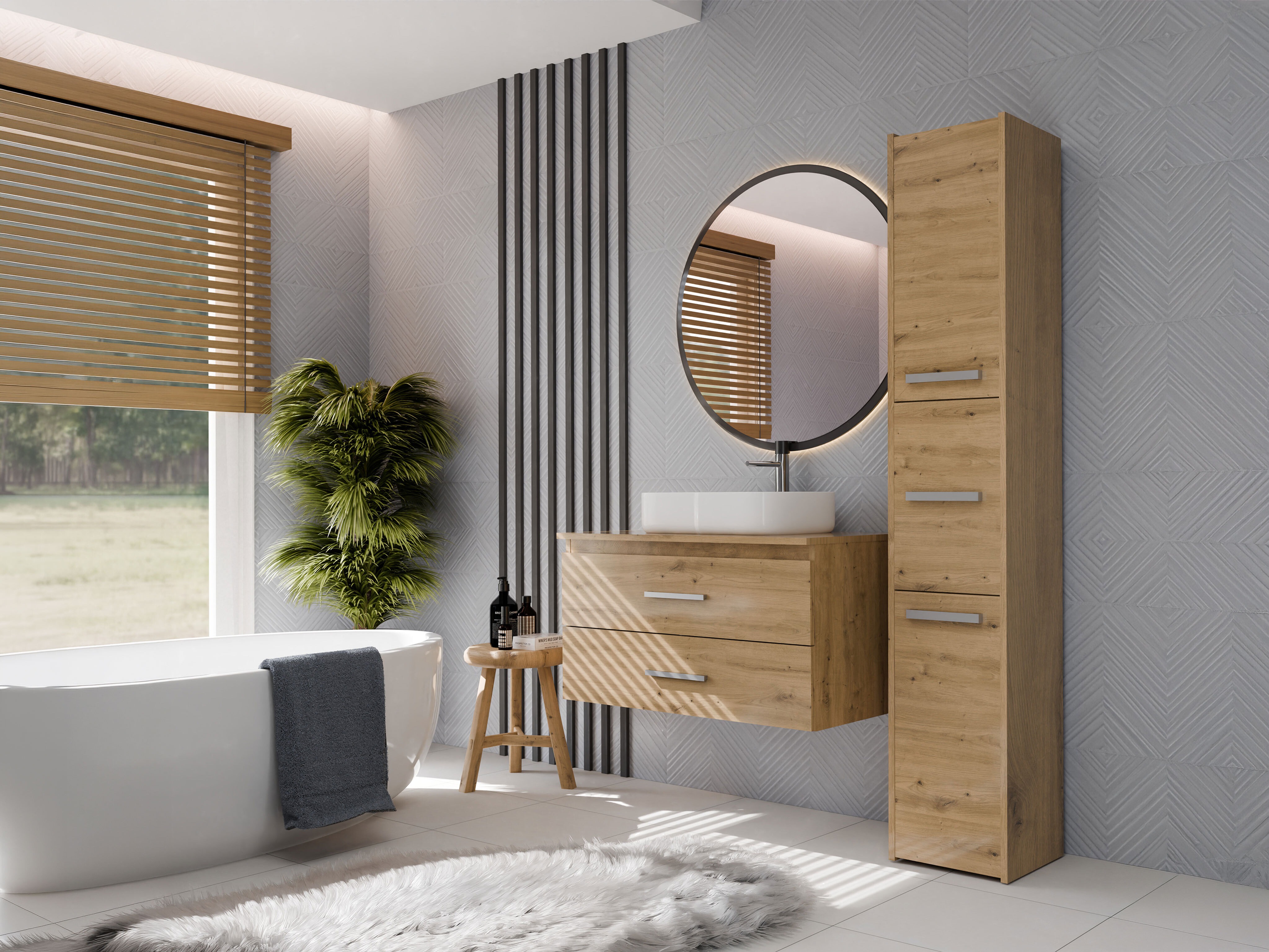 Hängeschrank für Waschbecken Nolmaru 113 (Artisan Eichenholzoptik)