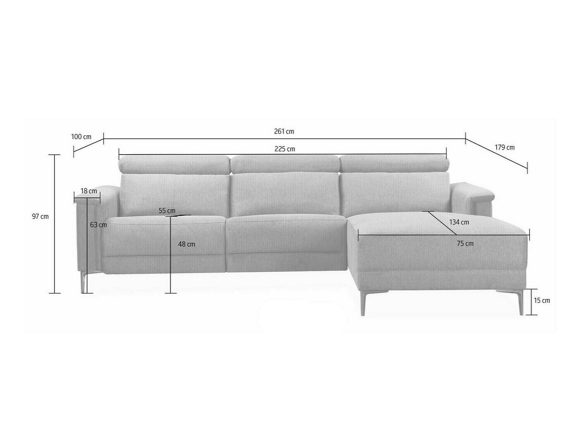 Ecksofa Liegesessel Evamare 105 (Grau)