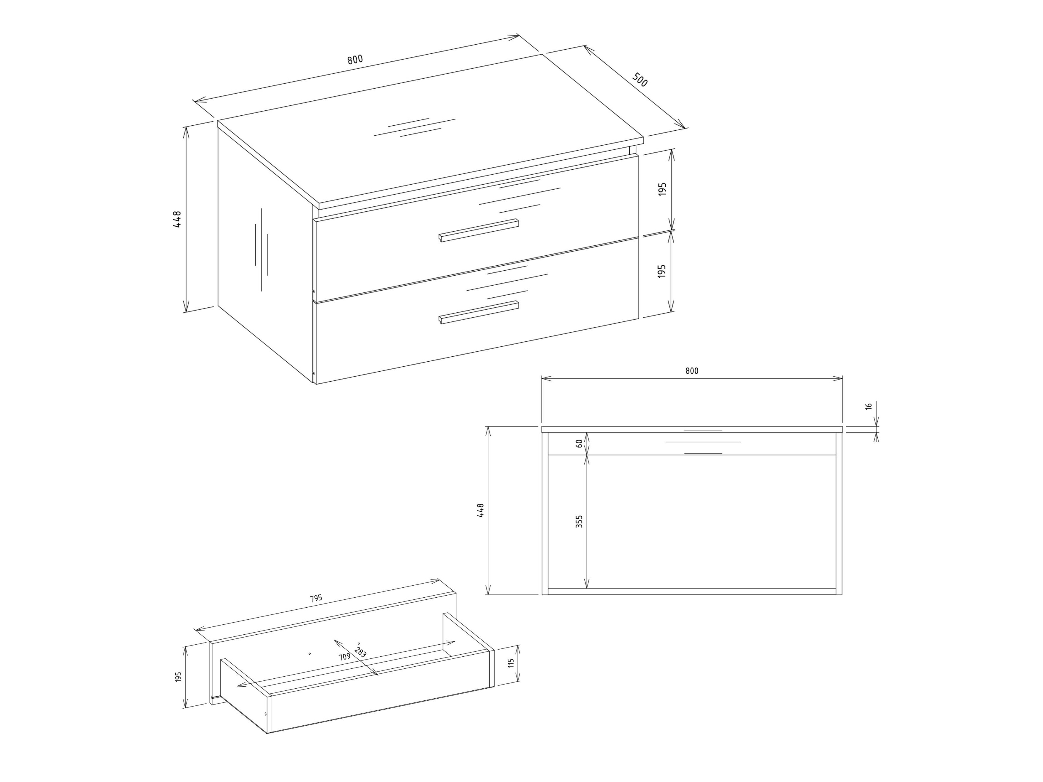 Wandhängender Waschtischunterschrank Nolmaru 113 (Artisan-Eiche + Weiss)
