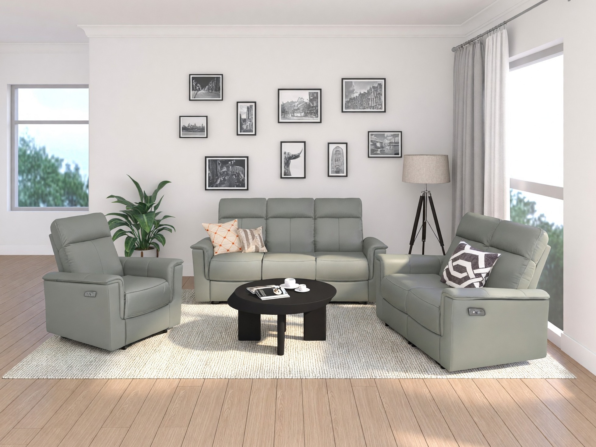 Sofa mit Liegefunktion Fivmelu 104 (Hellgrau)