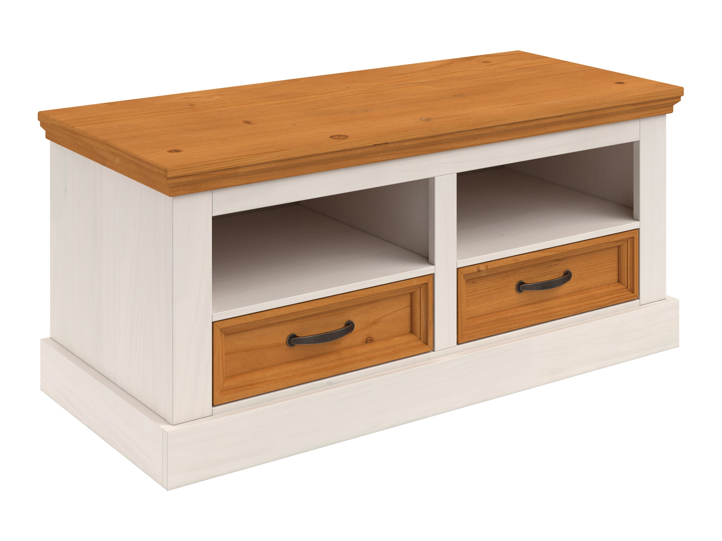 Schuhschrank Tolelio 128 (Weiss + Kiefernholzoptik)