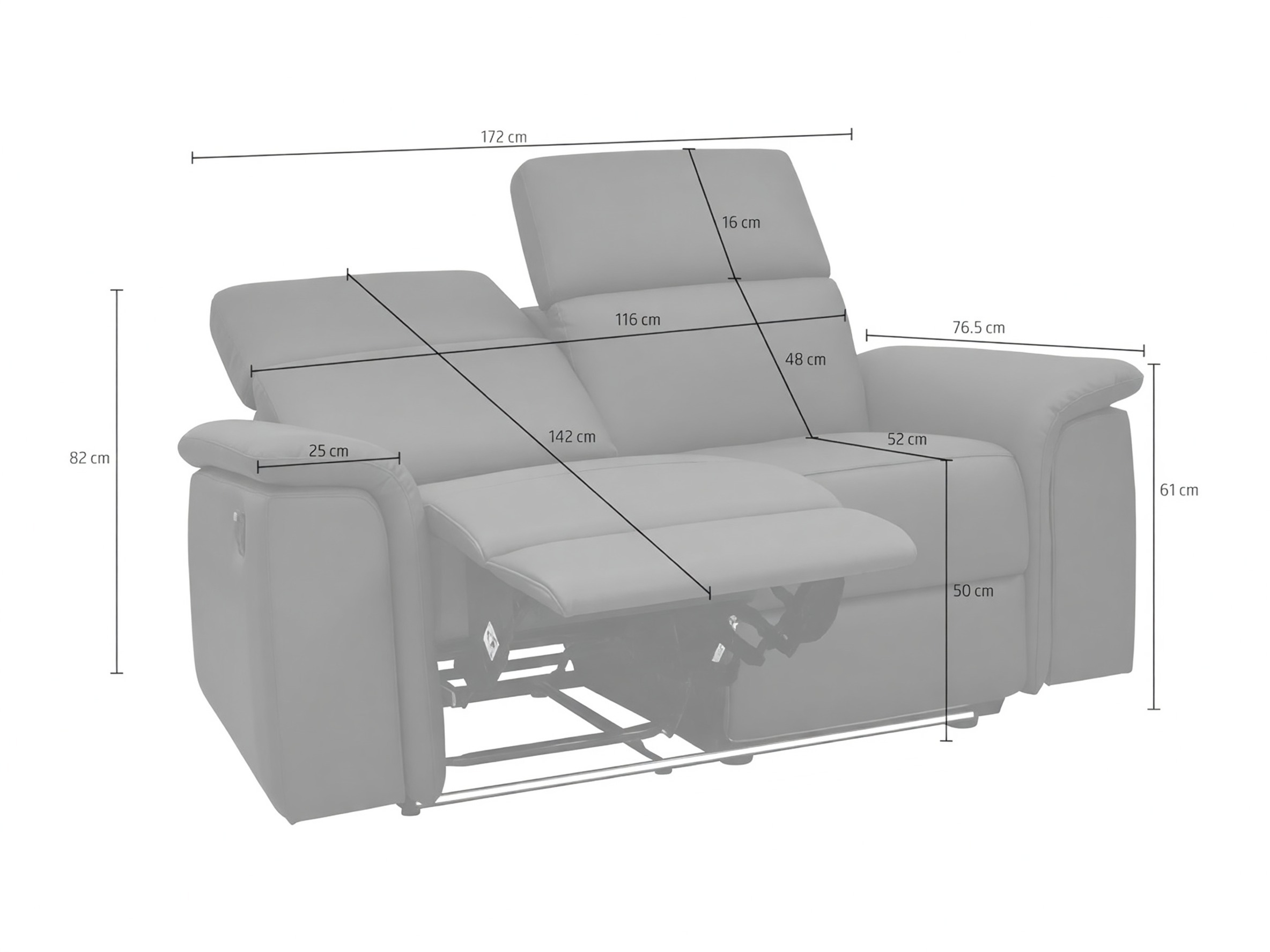 Sofa mit Liegefunktion Beldalo 104 (Grau)