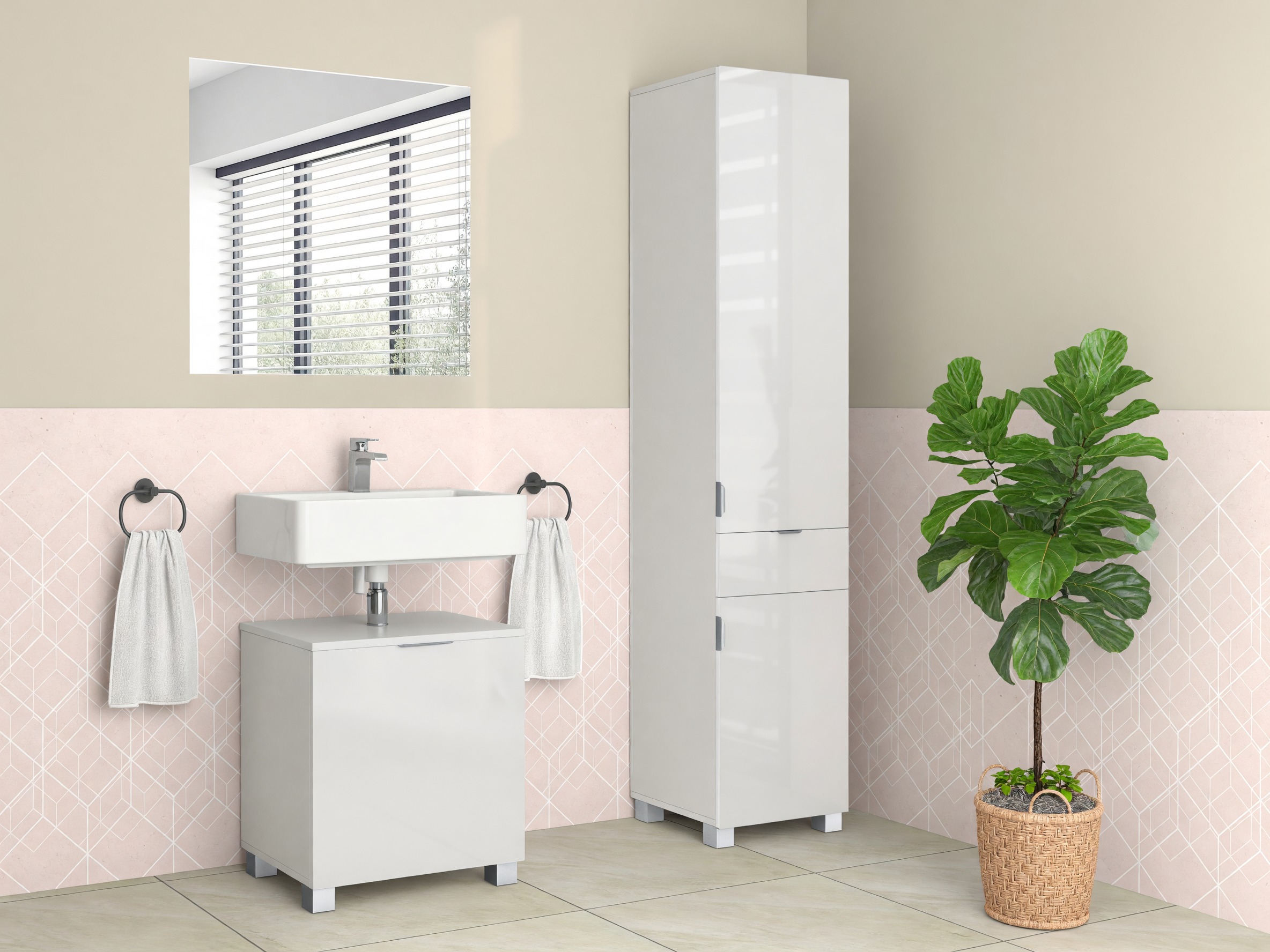 Stehender Badezimmerschrank Tivcore 104 (Weiss)