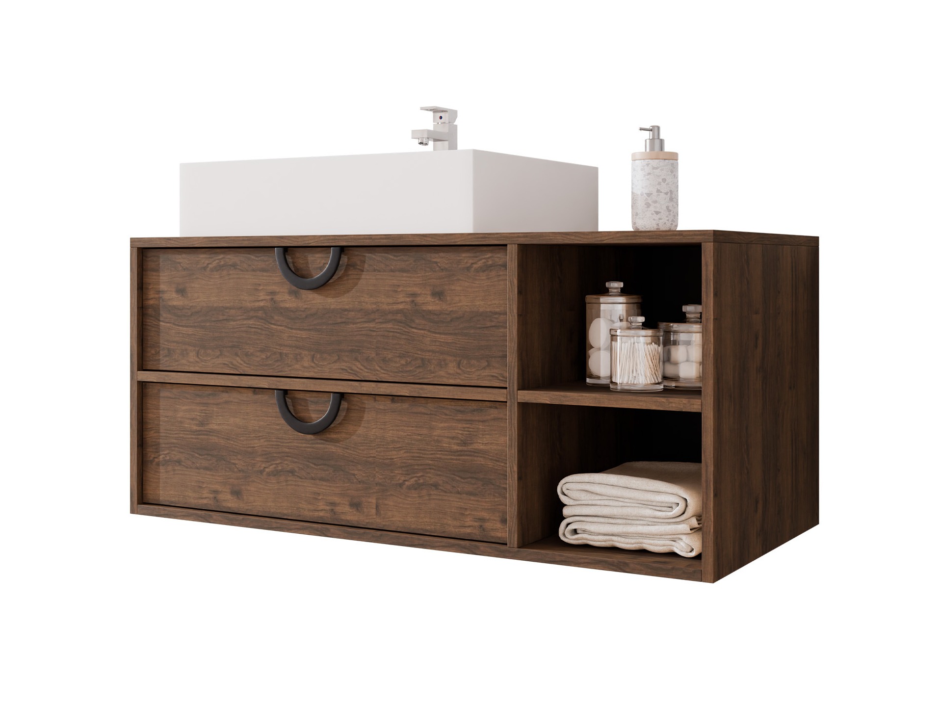 Hängeschrank für Waschbecken Sodalis (Walnussholzoptik)