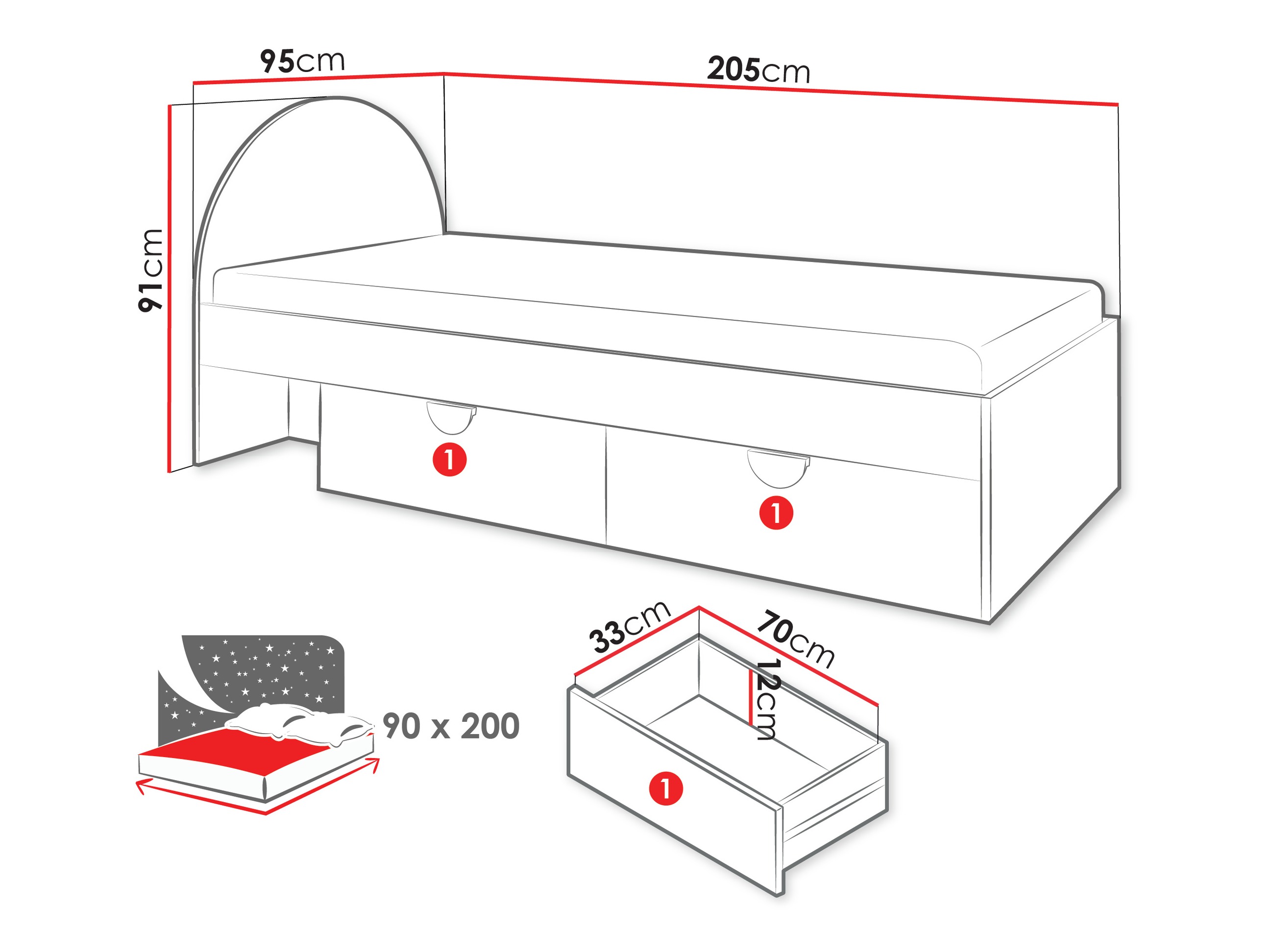 Bett Fivelbi 111 (Blau)