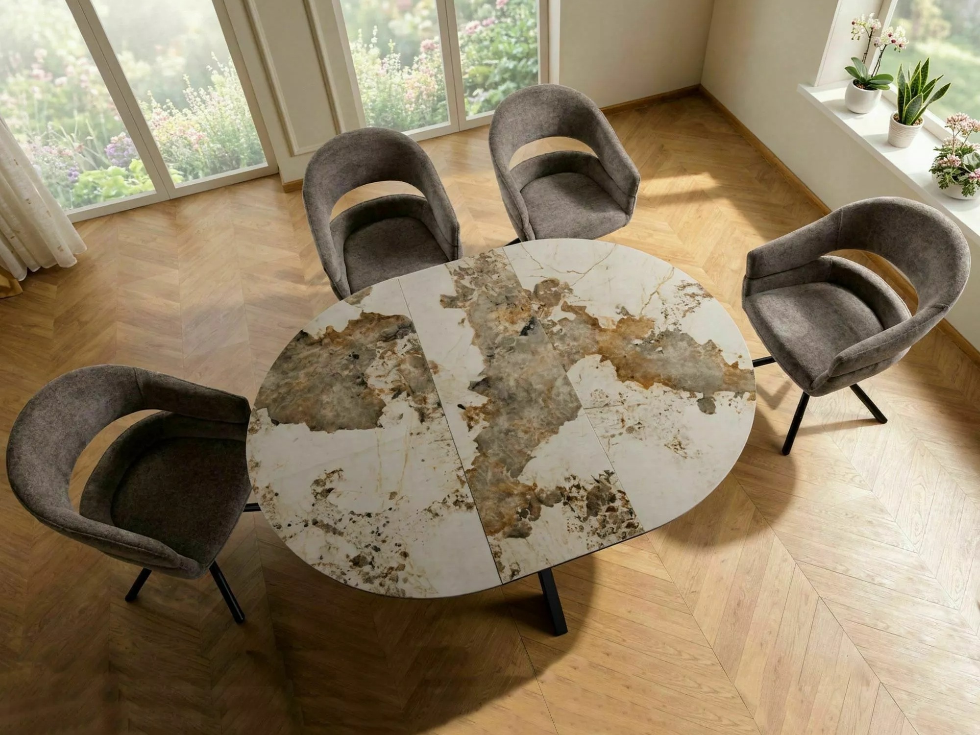 Tisch Detroit 998 (Weisser Marmor + Schwarz)