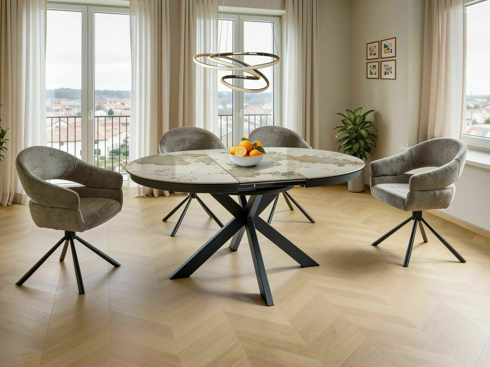 Tisch Detroit 998 (Weisser Marmor + Schwarz)