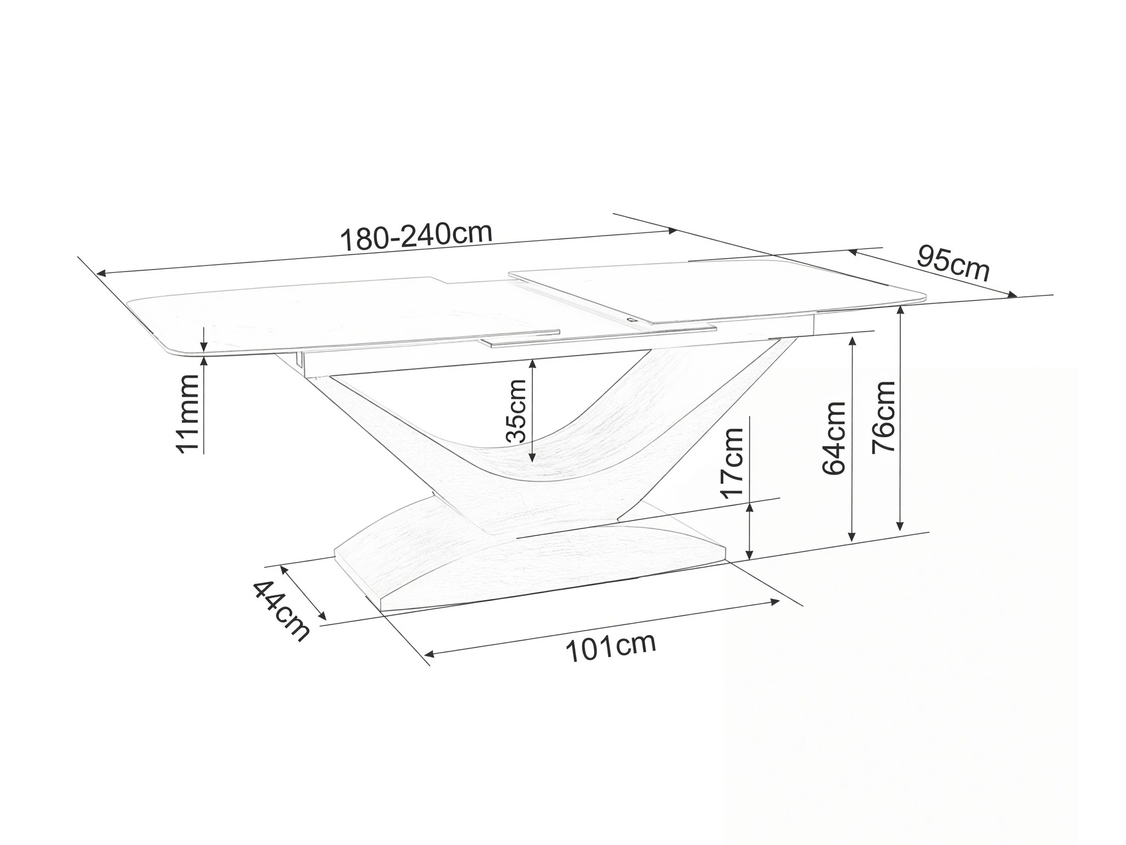 Tisch Detroit 1001 (Walnussholzoptik + Grauer Marmor)