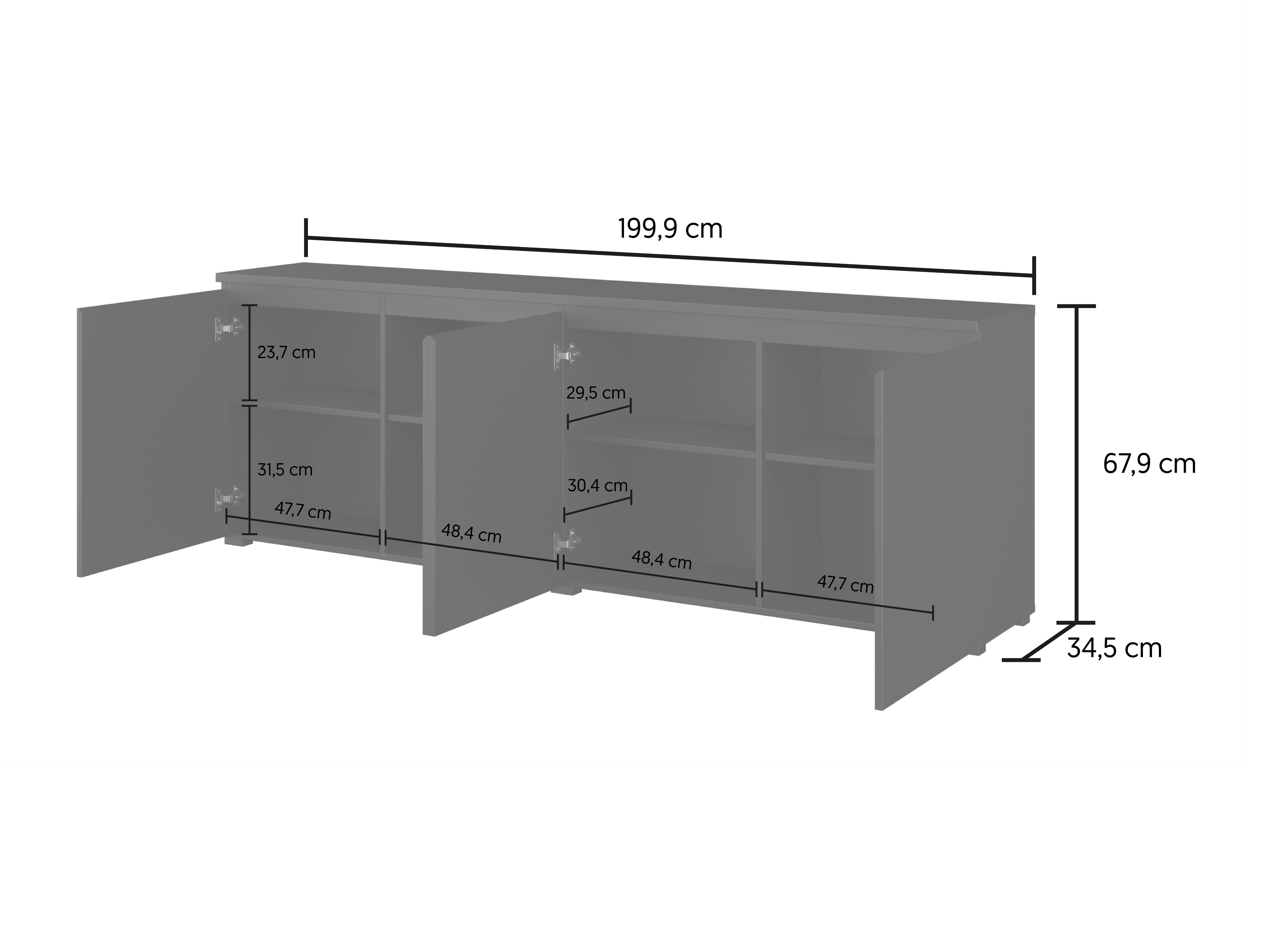 Sideboard Baletu 105 (Weiss + Eichenholzoptik)