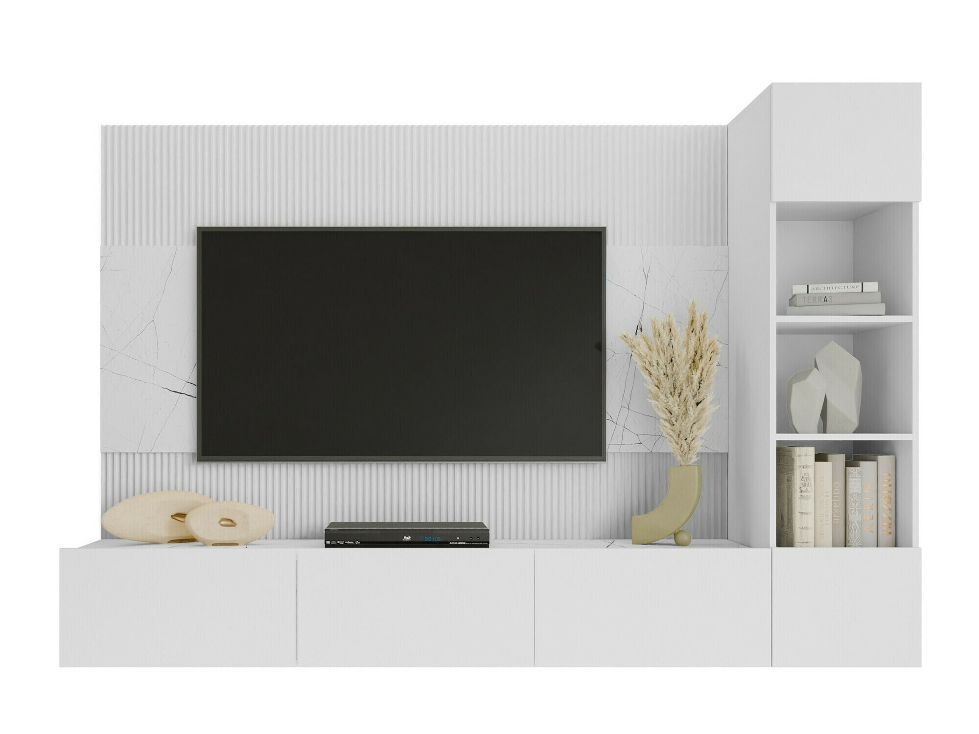 Wohnzimmer-Sets Comfivo Salix II (Weiss + Weisser Marmor)