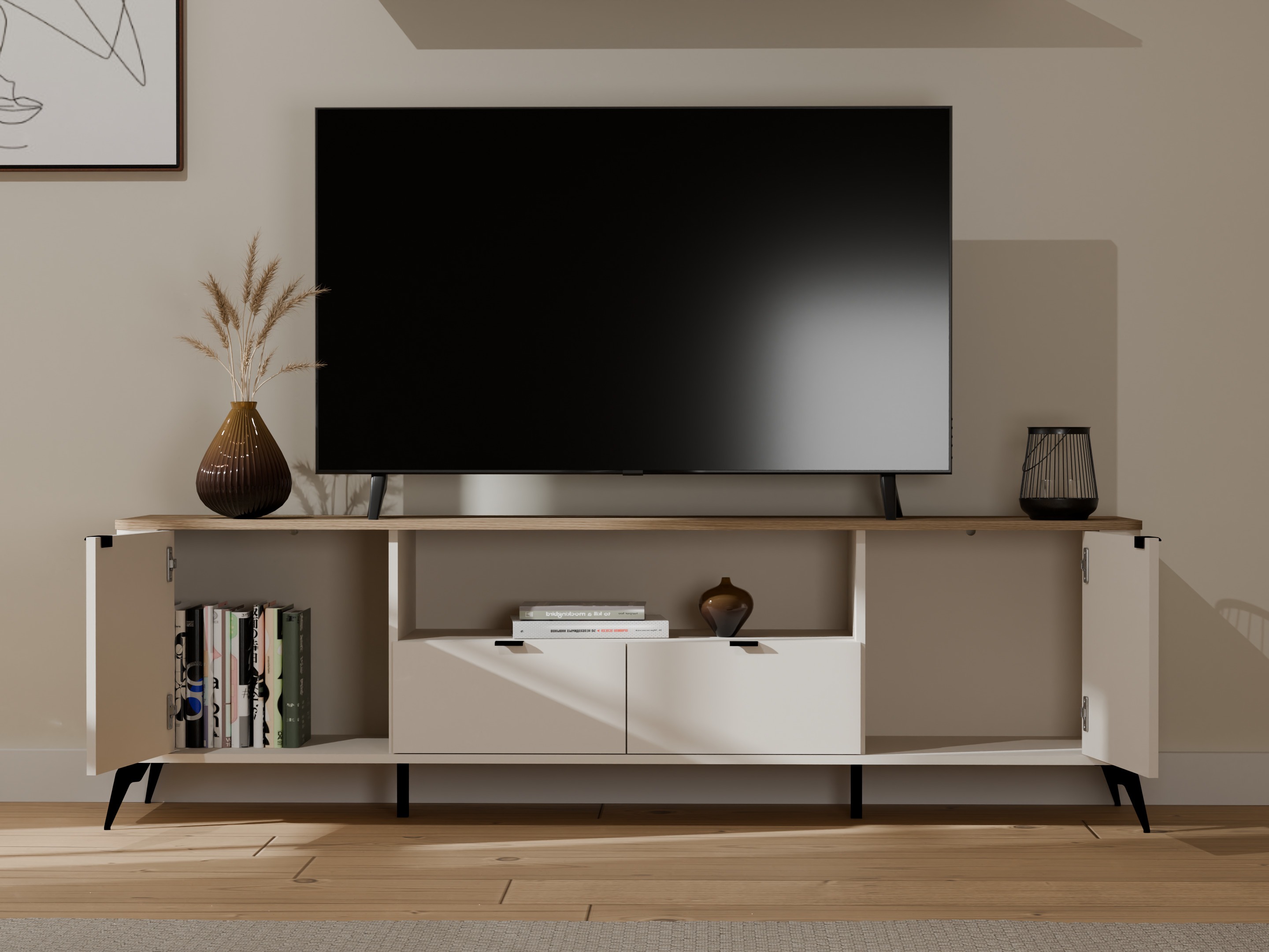 TV-Möbel Soavie 108 (Kaschmir + Eichenholzoptik)