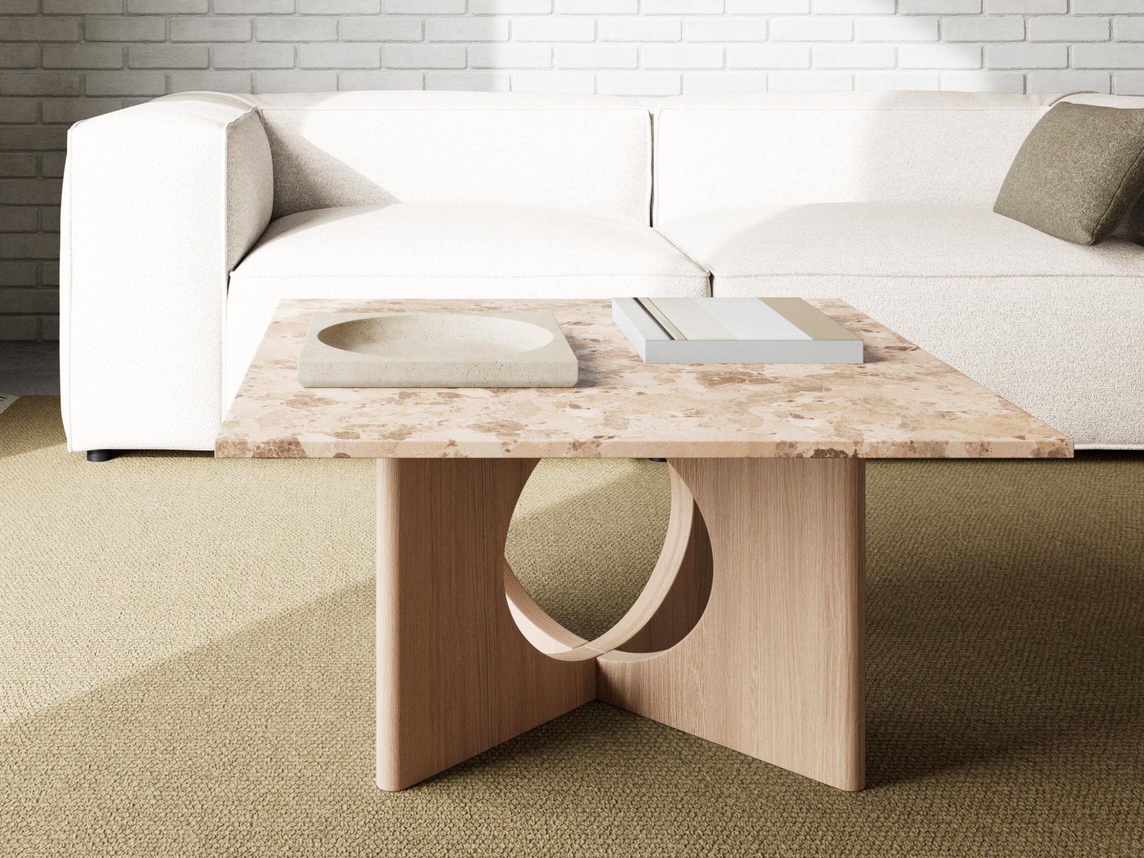 Couchtisch Norsica 1098 (Eichenholzoptik hell + Brauner Marmor)