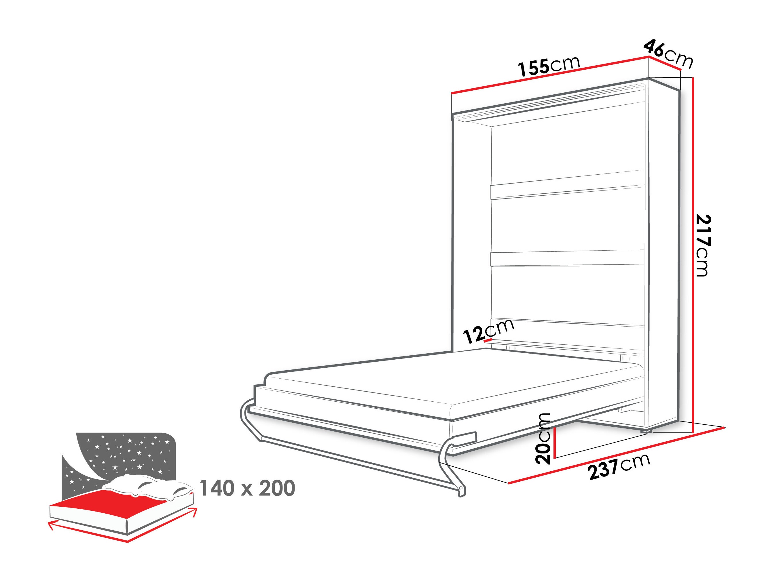 Schrankbett Concept Pro Lenart III (Weiss)
