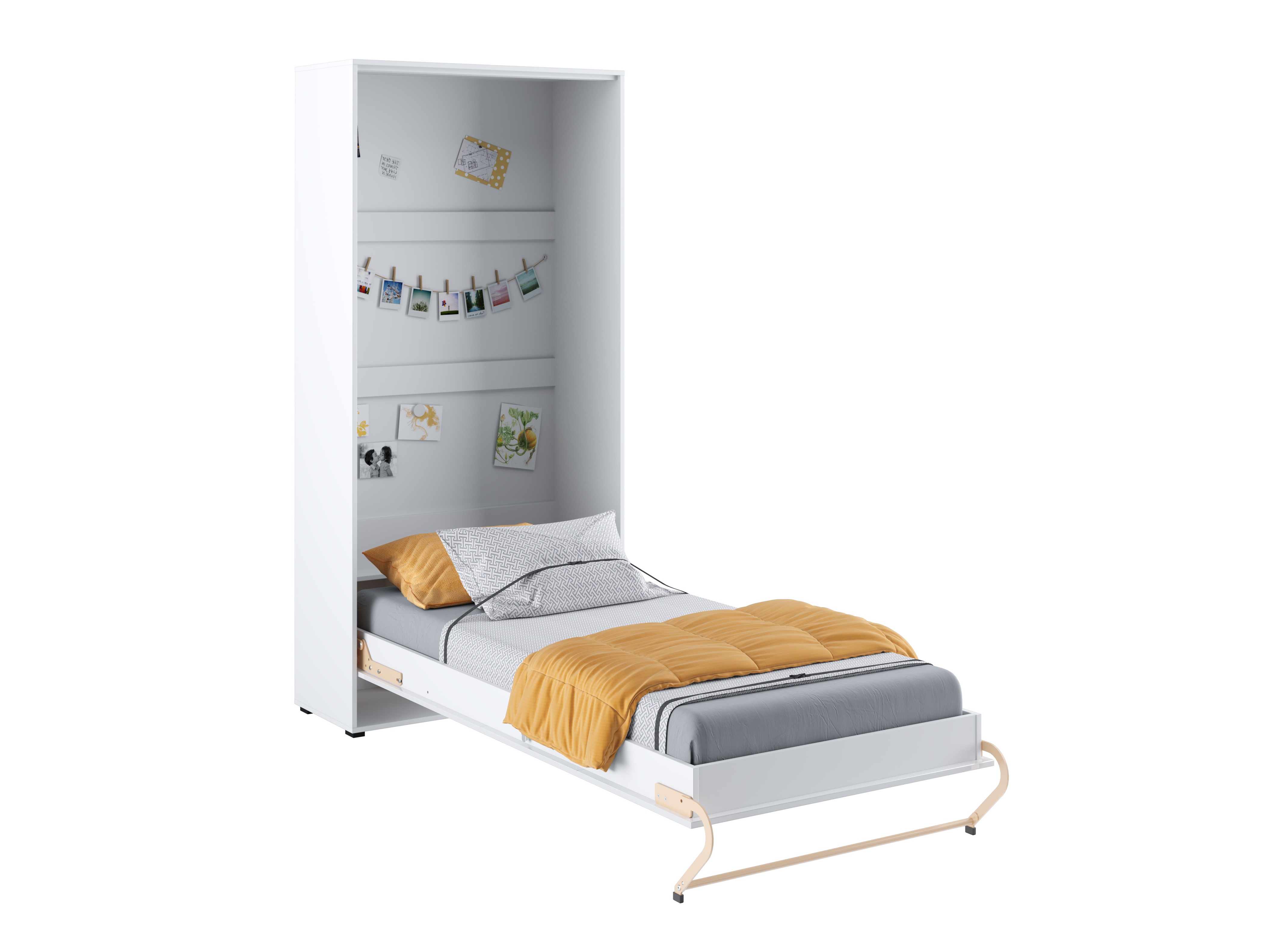 Schrankbett Concept Pro Lenart III (Weiss + Weiss glänzend)