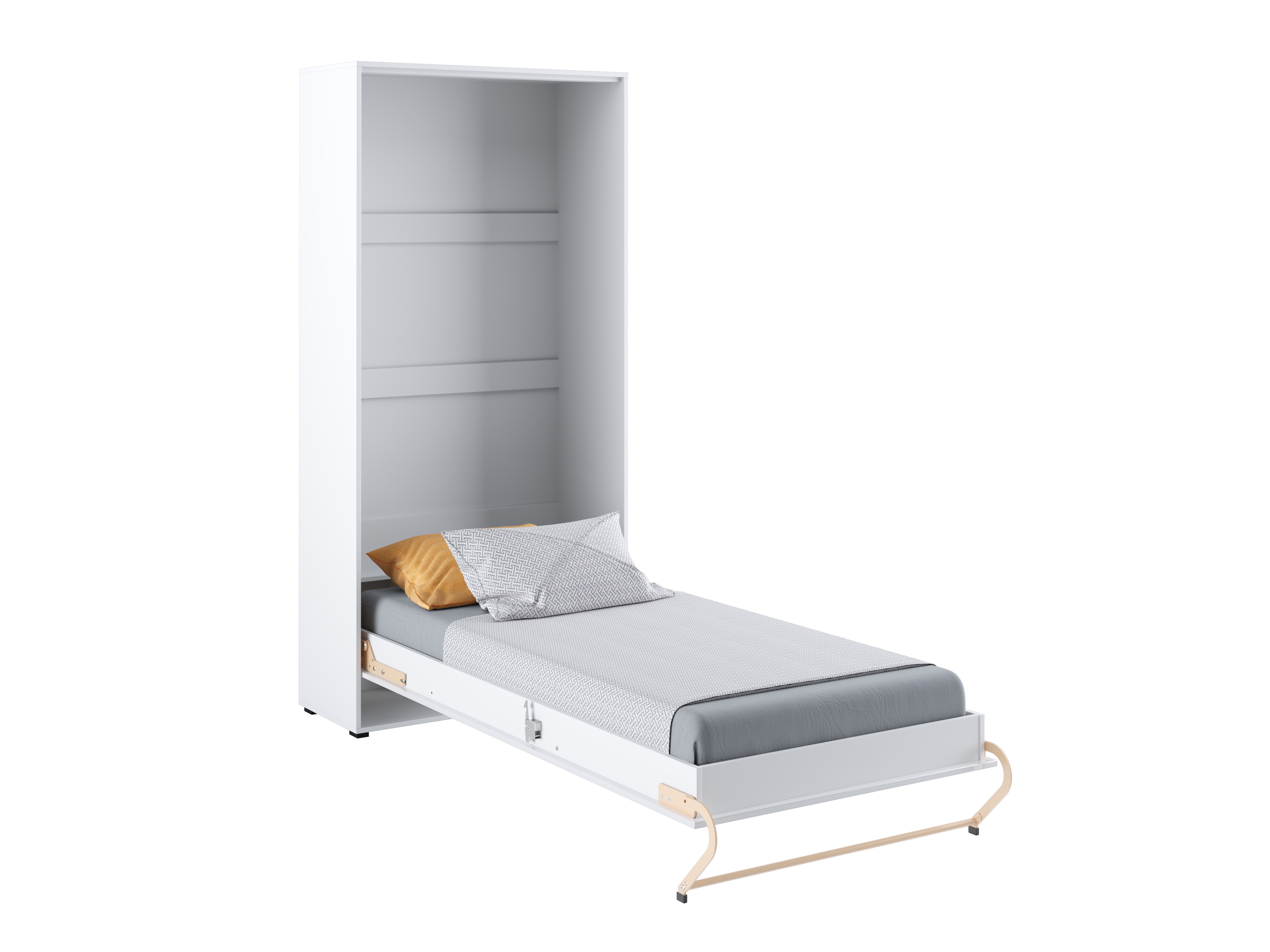 Schrankbett Concept Pro Lenart III (Weiss + Weiss glänzend)