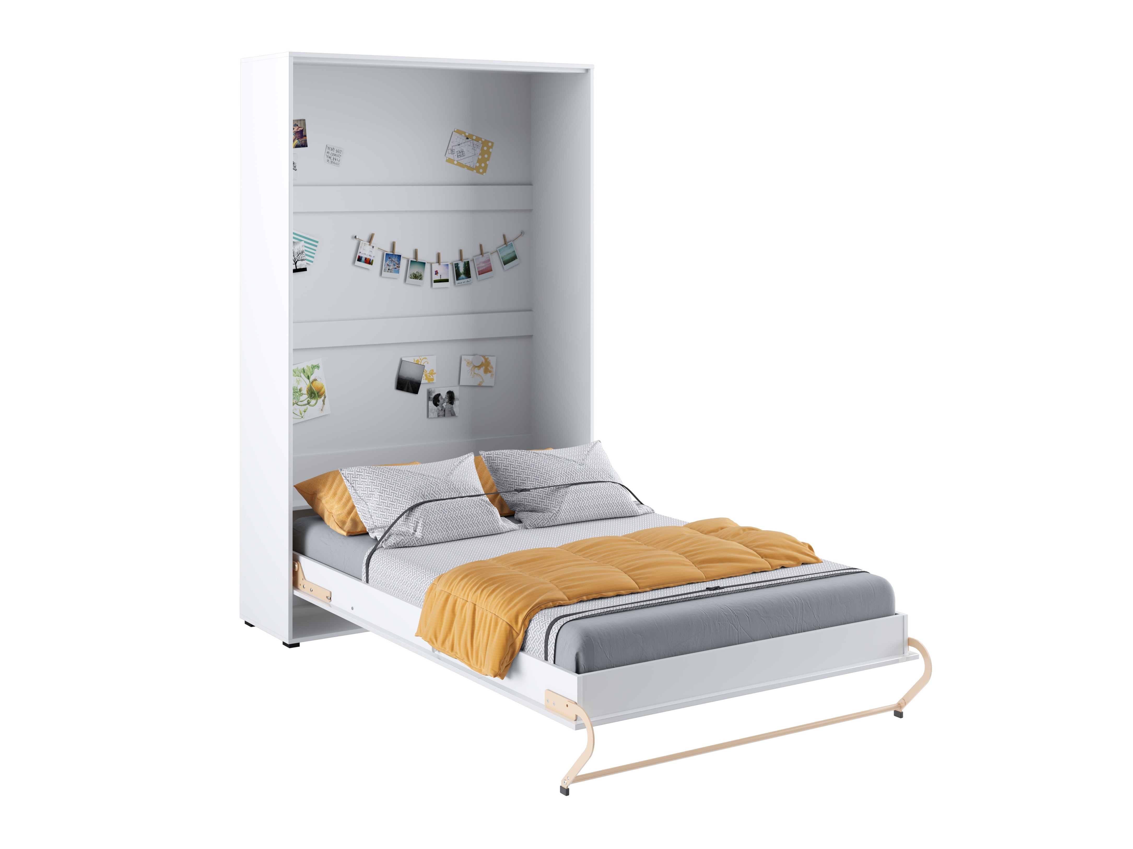 Schrankbett Concept Pro Lenart III (Weiss + Weiss glänzend)