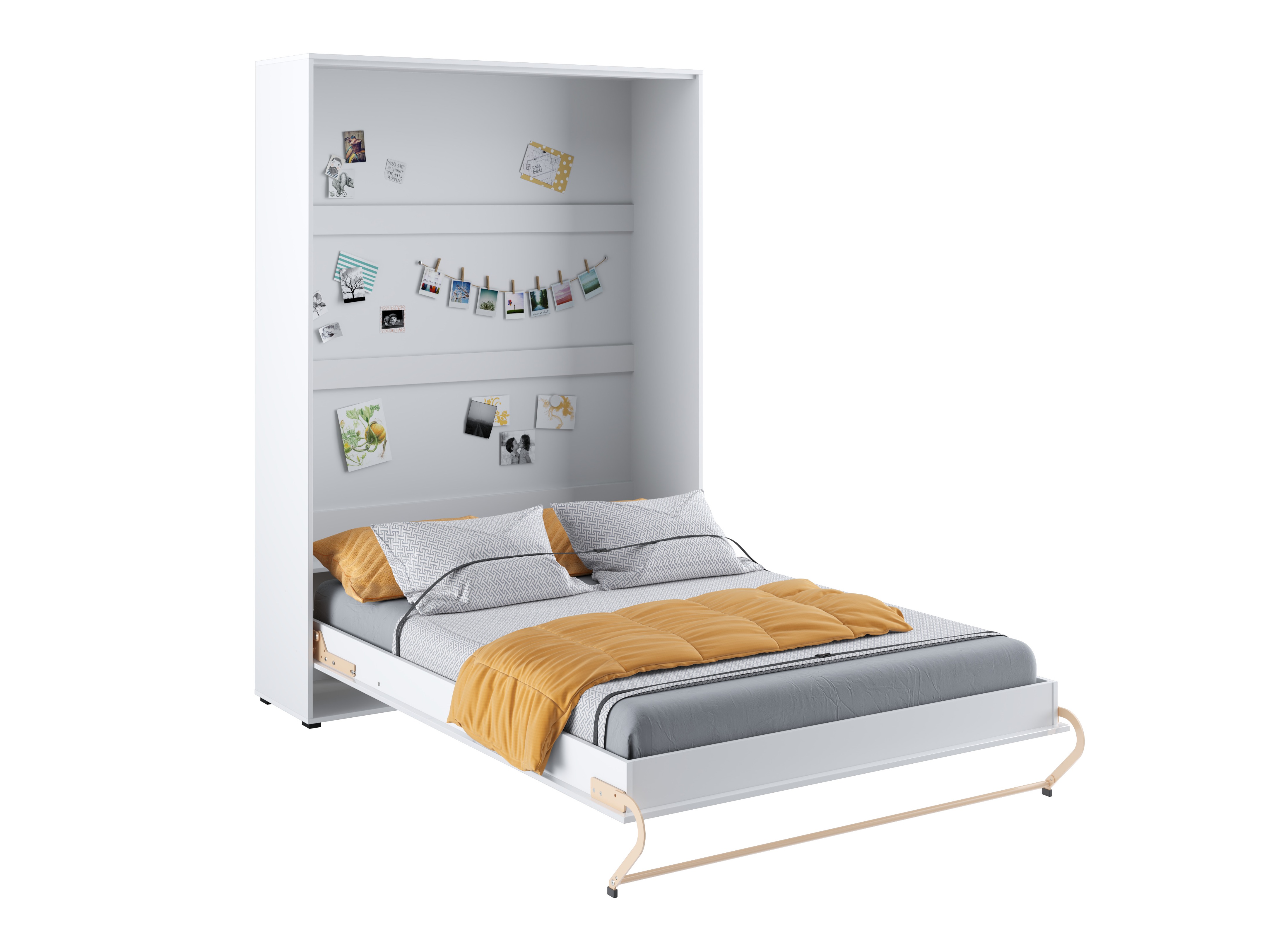 Schrankbett Concept Pro Lenart III (Weiss + Weiss glänzend)