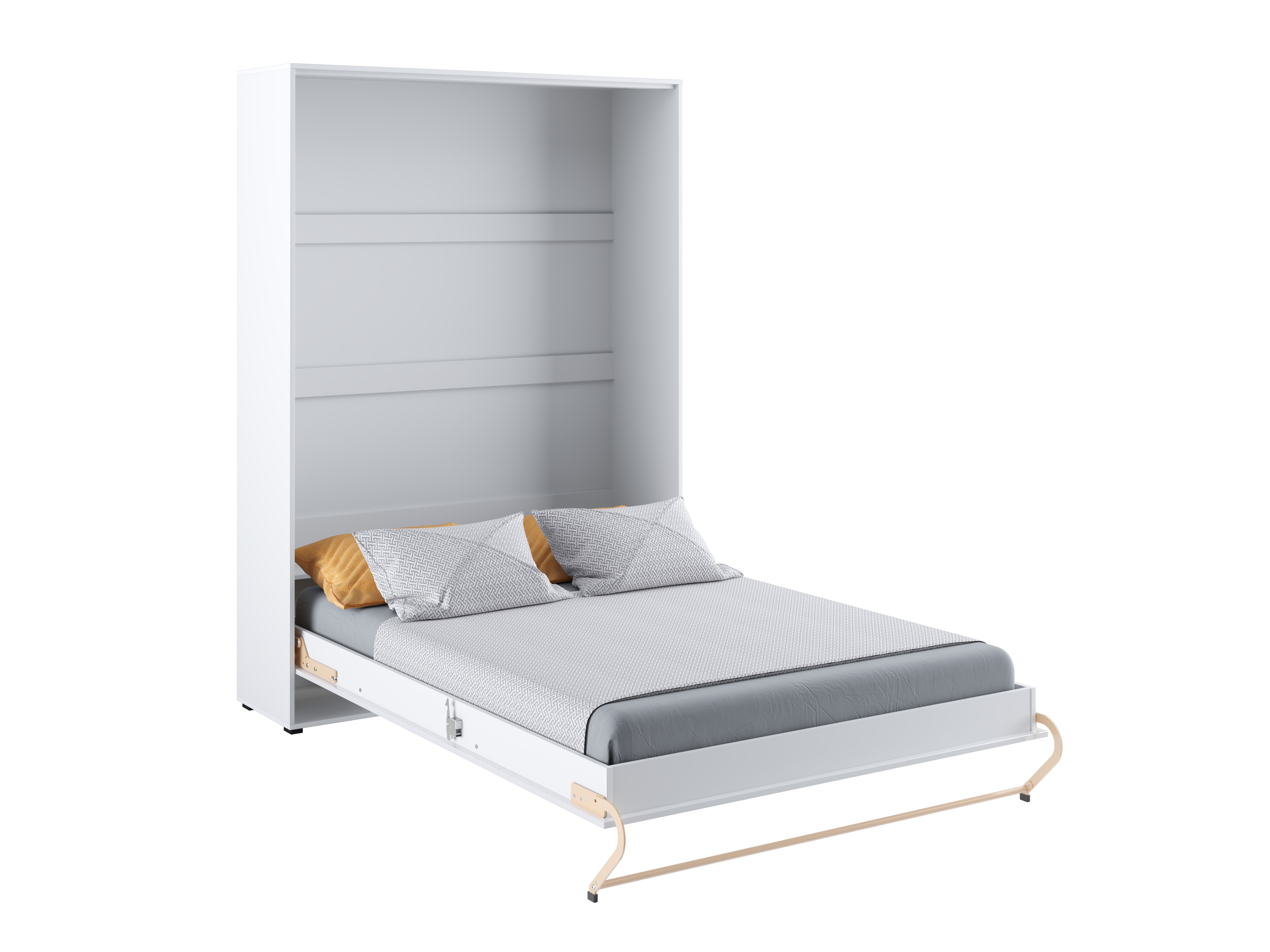 Schrankbett Concept Pro Lenart III (Weiss + Weiss glänzend)