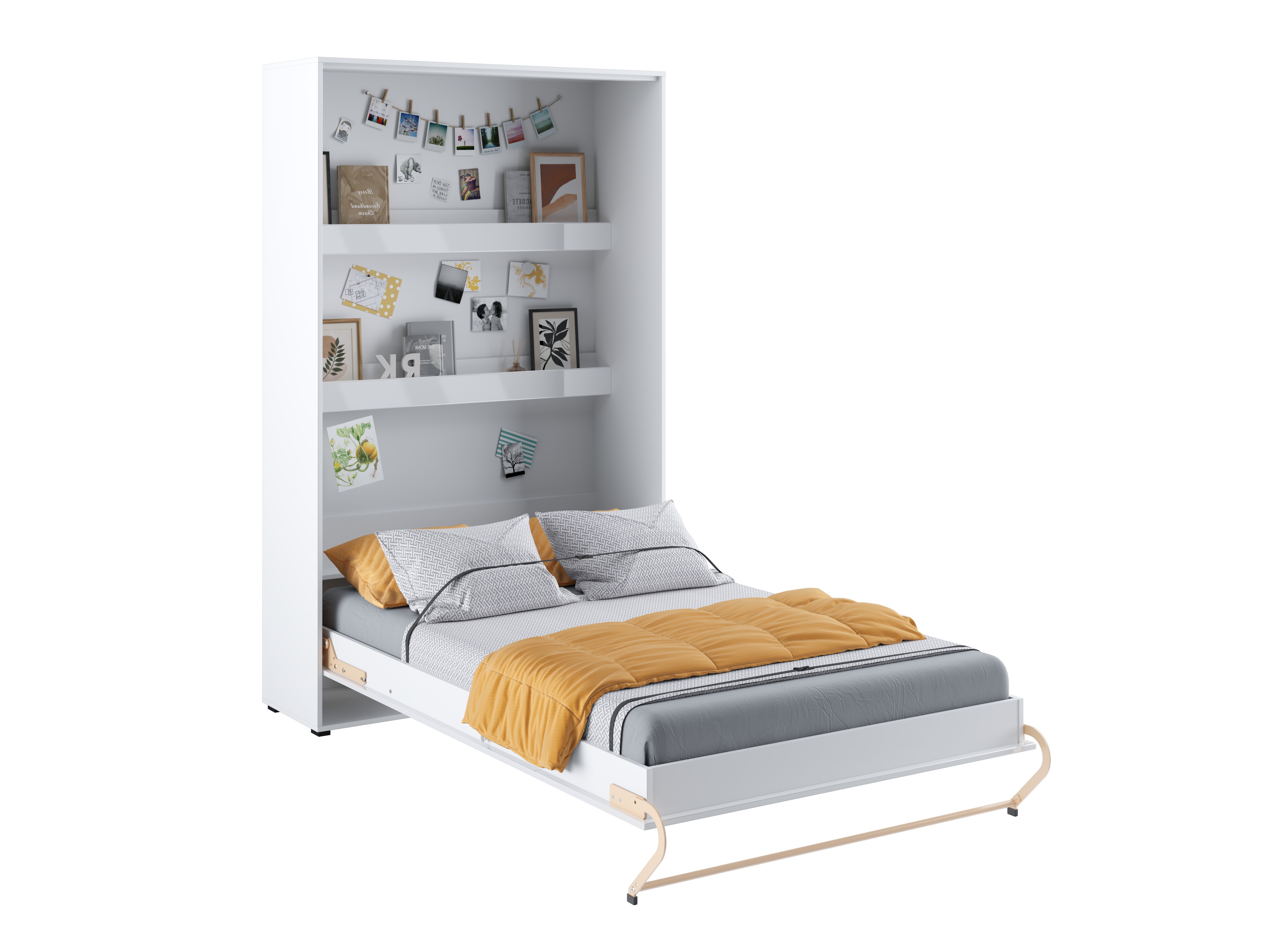 Schrankbett Concept Pro Lenart III (Weiss + Weiss glänzend)