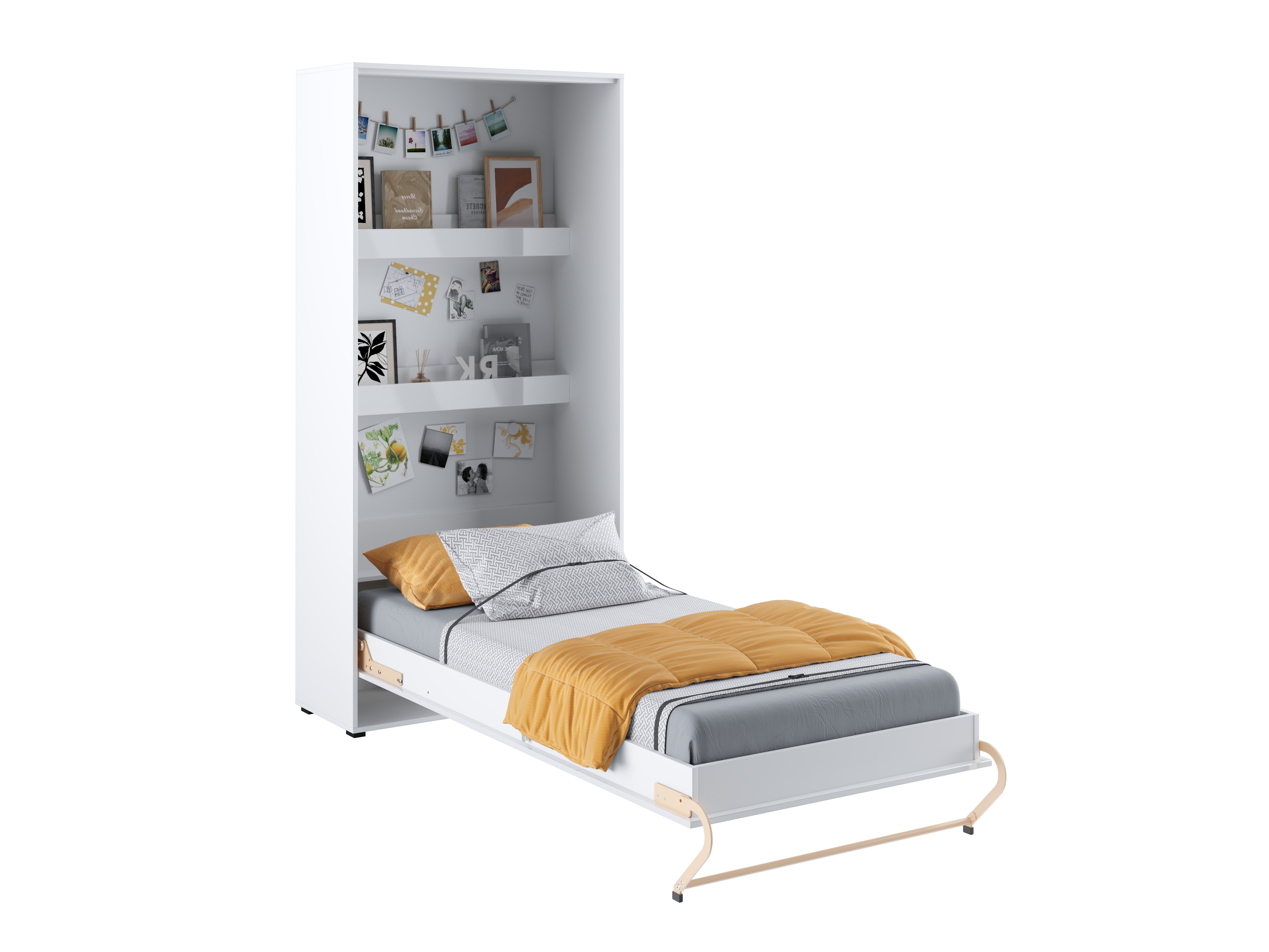 Schrankbett Concept Pro Lenart III (Weiss + Weiss glänzend)