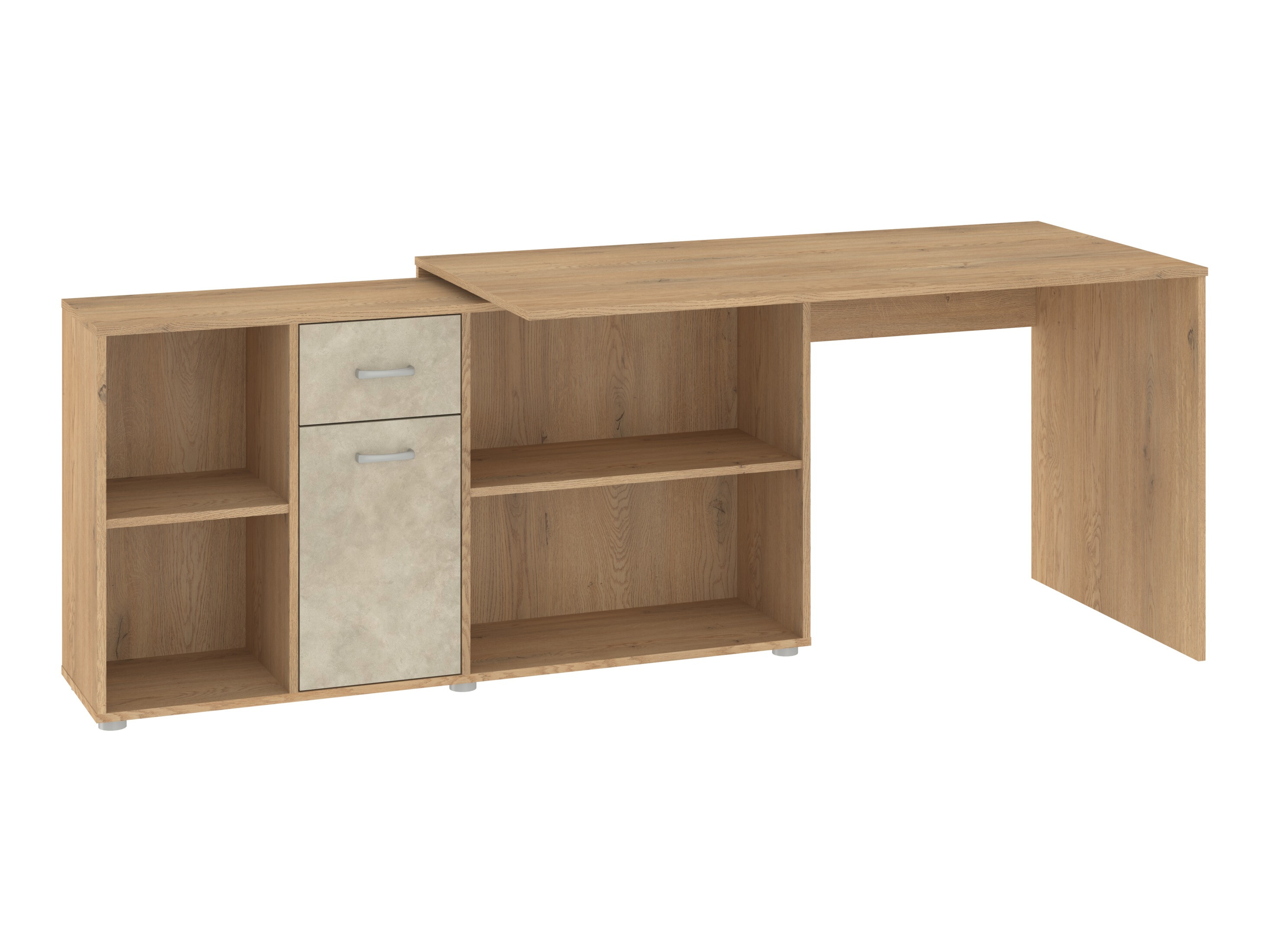 Eckschreibtisch Gilroy 113 (Cremona-Eiche + Beige)