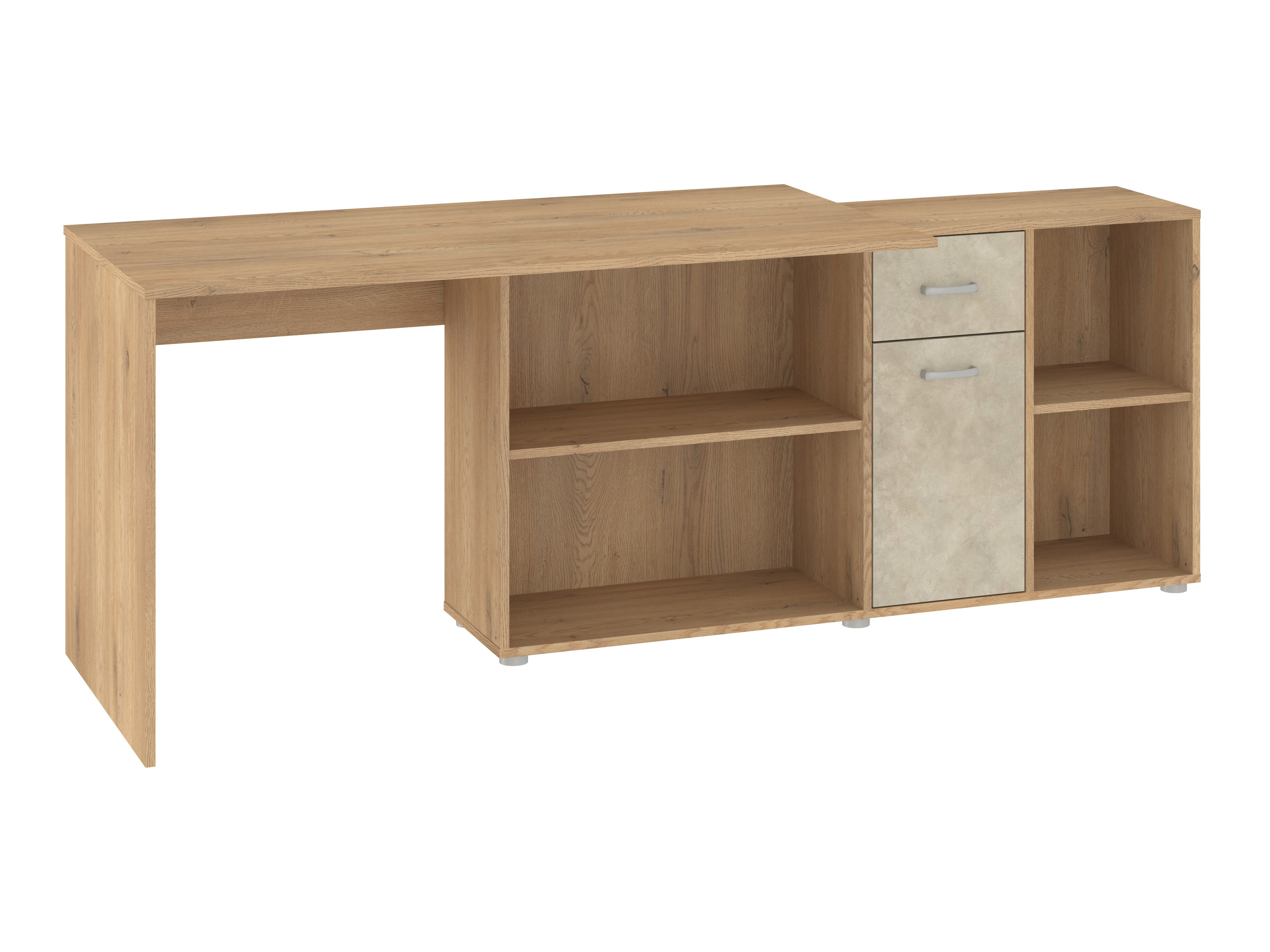 Eckschreibtisch Gilroy 113 (Cremona-Eiche + Beige)