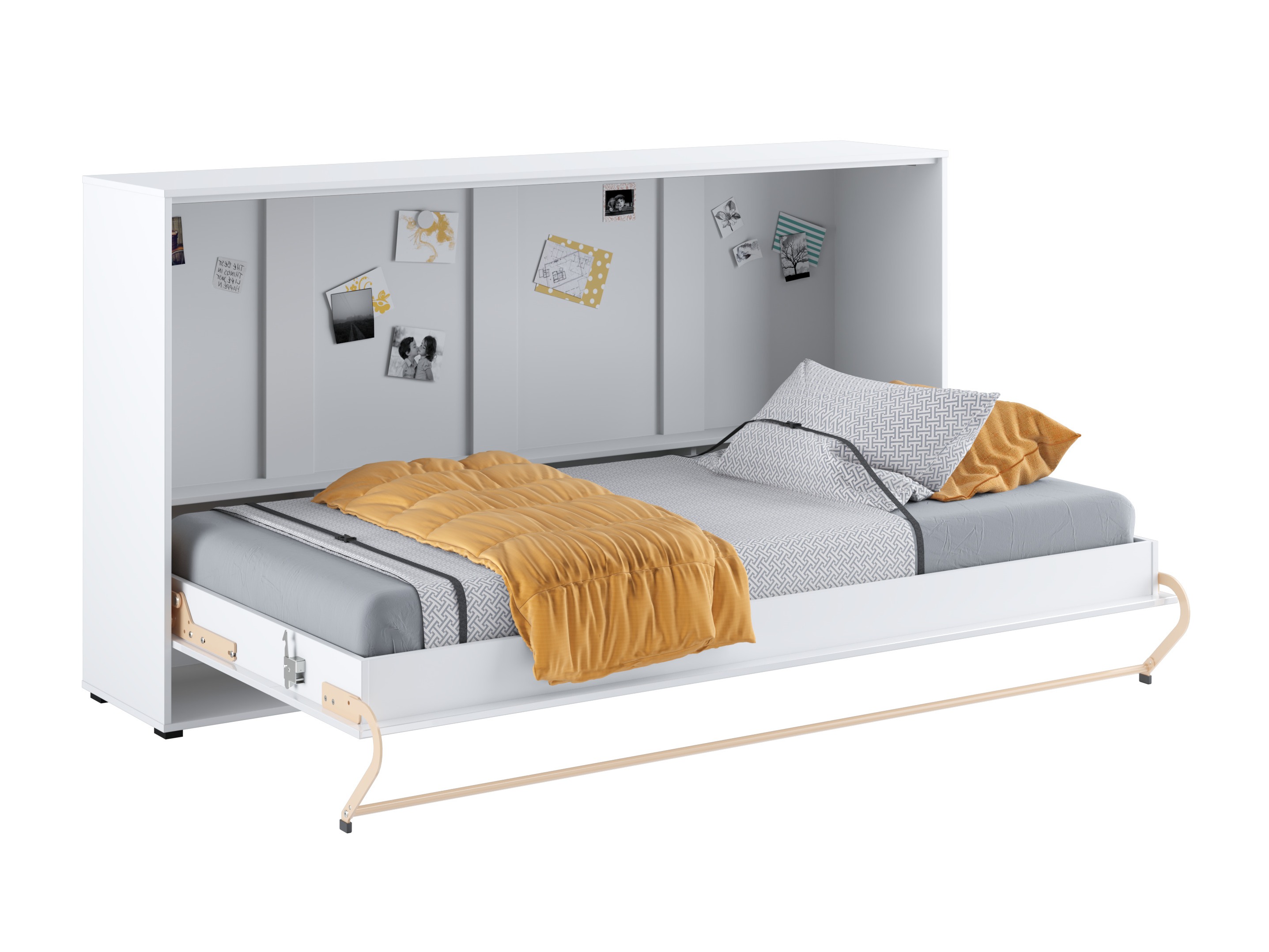 Schrankbett Concept Pro Lenart IV (Weiss + Weiss glänzend)
