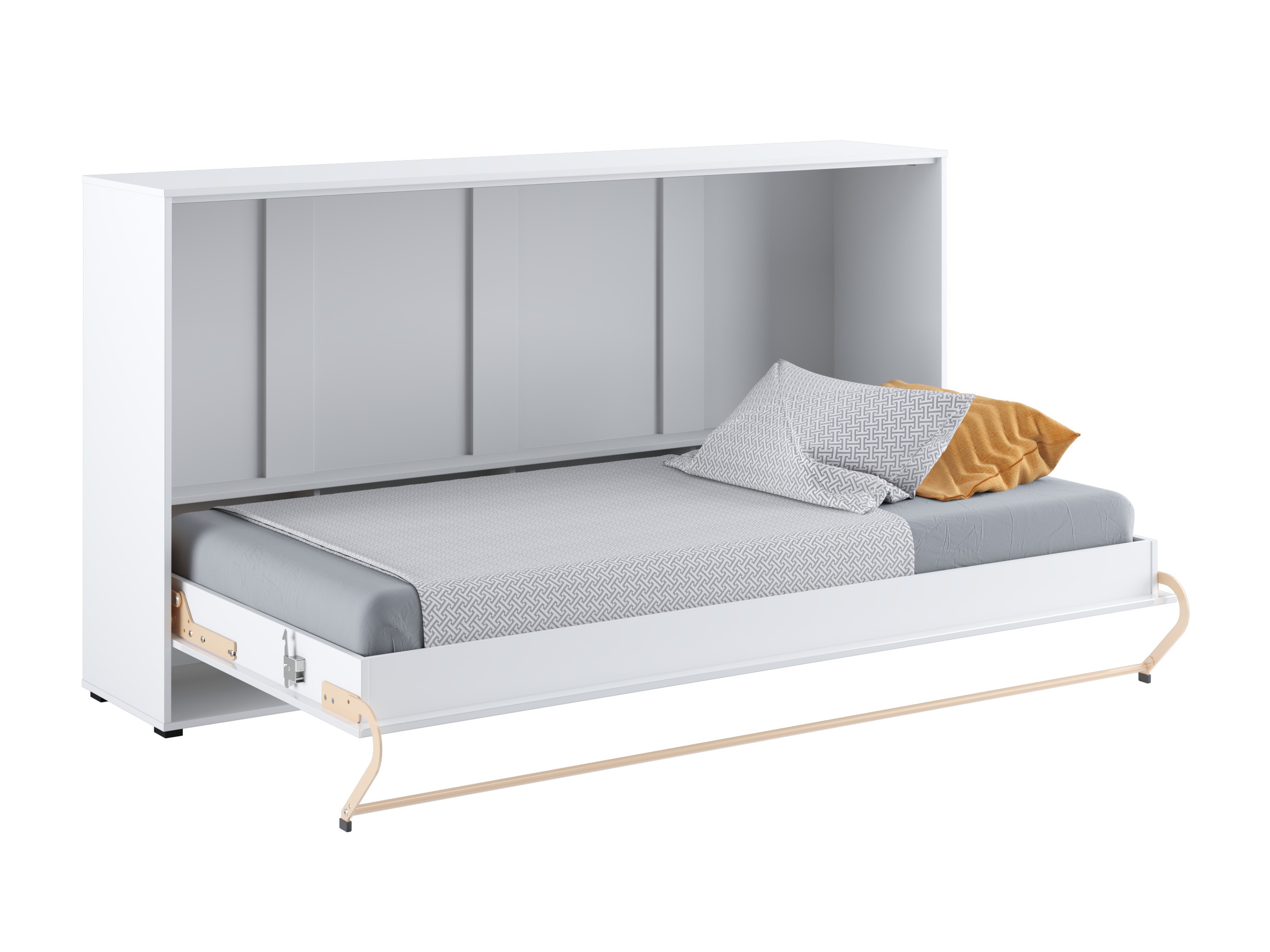 Schrankbett Concept Pro Lenart IV (Weiss + Weiss glänzend)