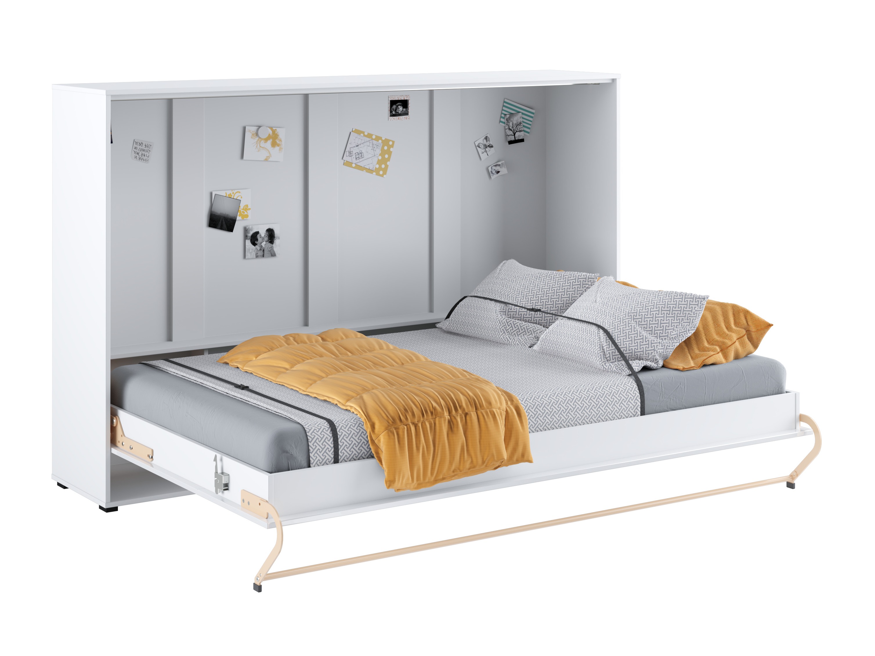 Schrankbett Concept Pro Lenart IV (Weiss + Weiss glänzend)