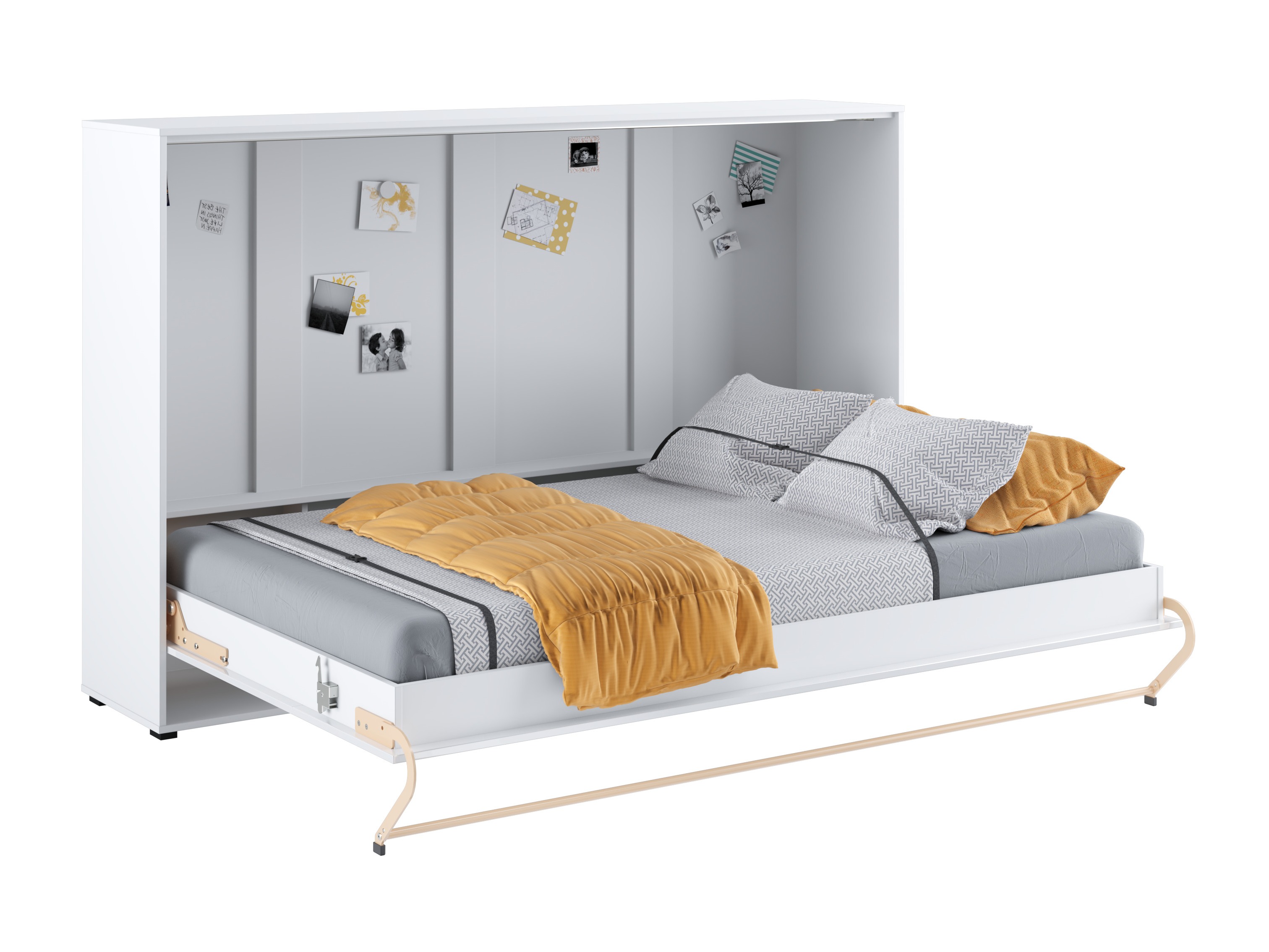 Schrankbett Concept Pro Lenart IV (Weiss + Weiss glänzend)