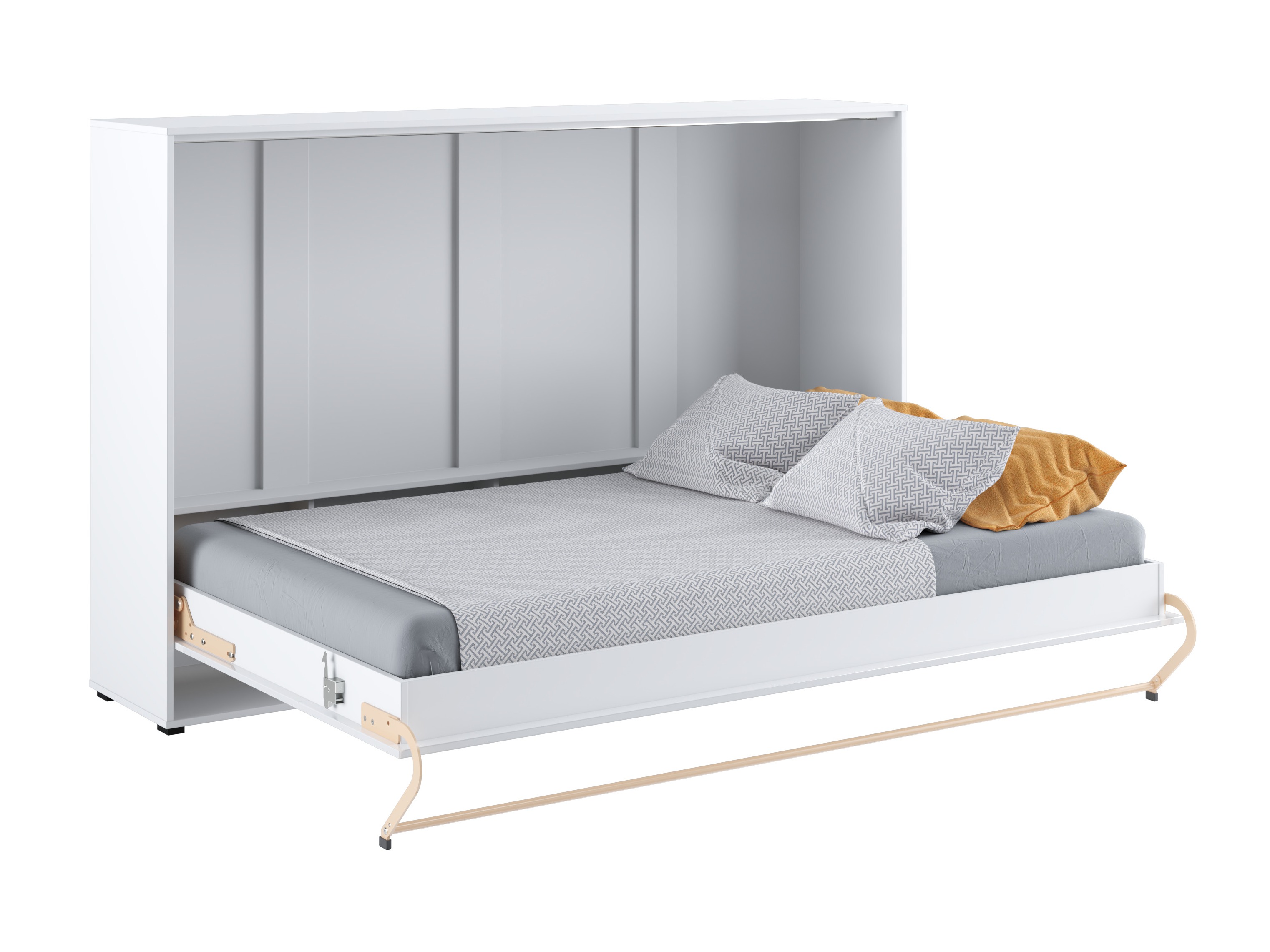 Schrankbett Concept Pro Lenart IV (Weiss + Weiss glänzend)