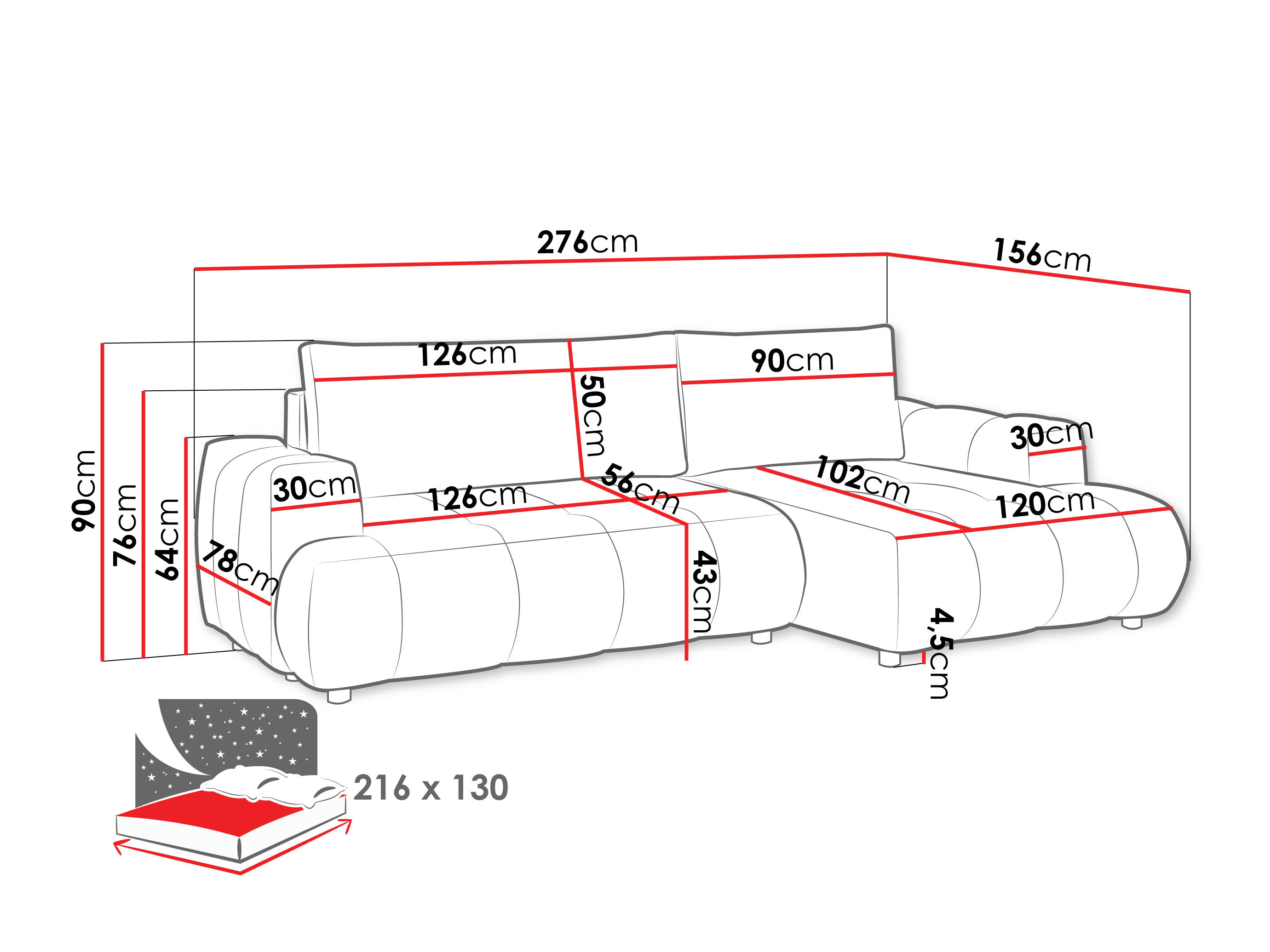 Ecksofa Columbus 266 (Velo 621)