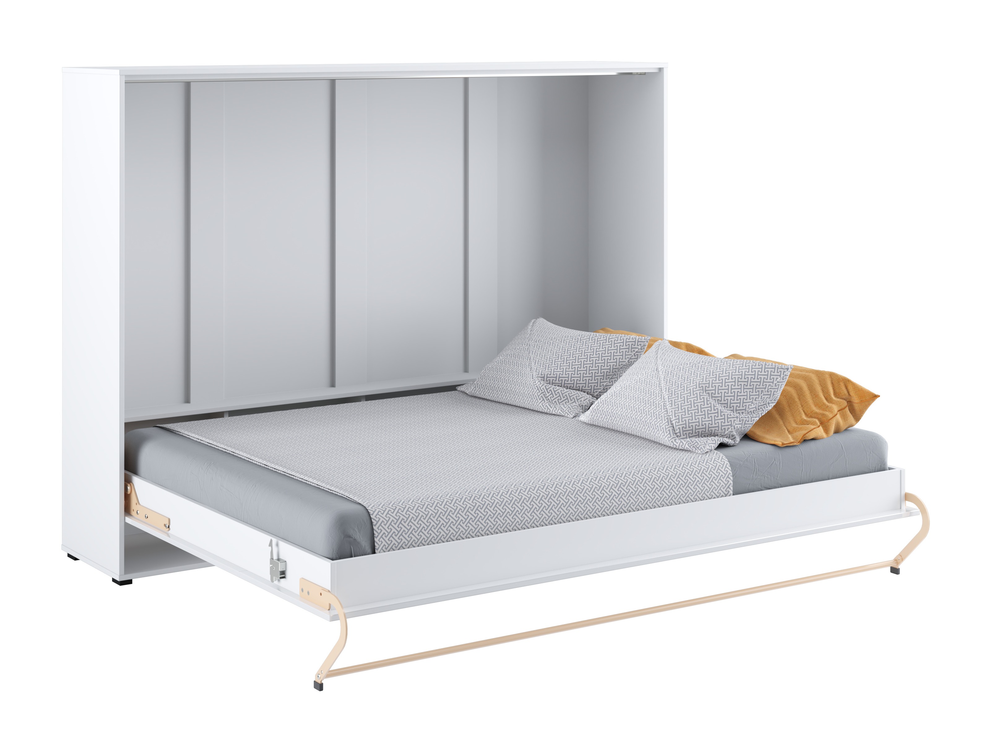 Schrankbett Concept Pro Lenart IV (Weiss + Weiss glänzend)