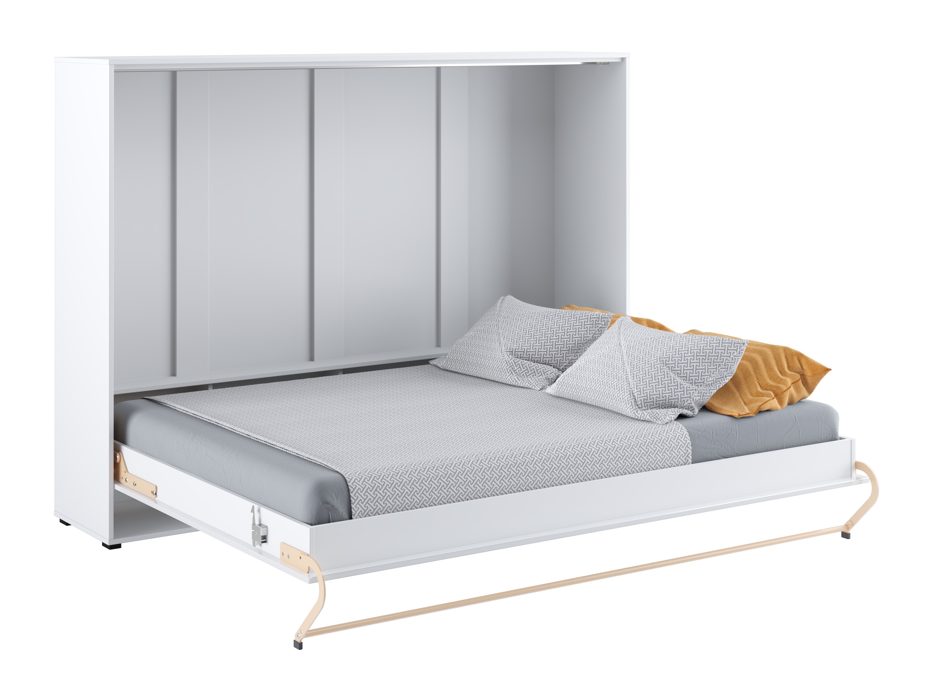 Schrankbett Concept Pro Lenart IV (Weiss + Weiss glänzend)