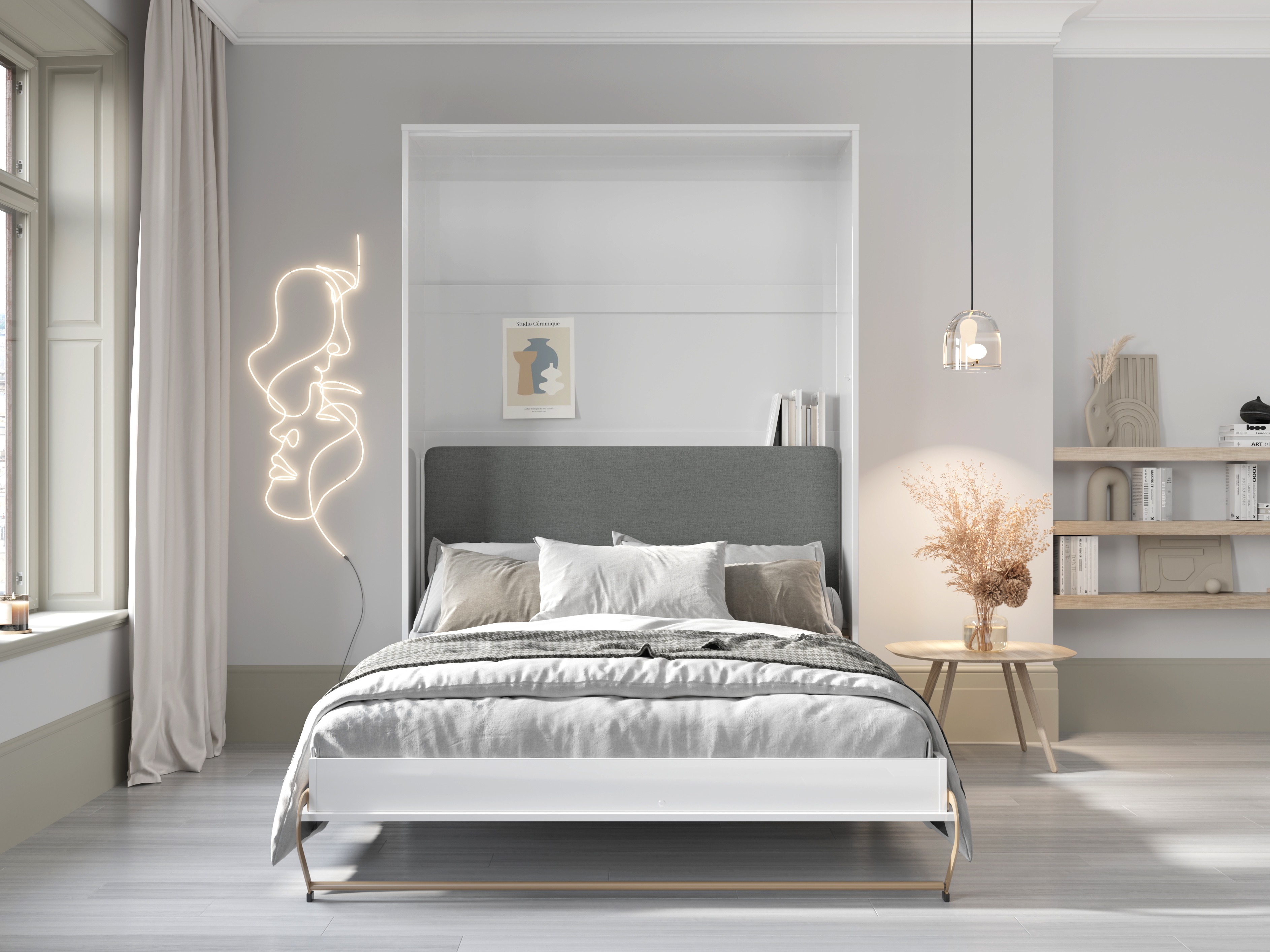 Schrankbett Concept Pro Lenart VI (Weiss + Graphit)