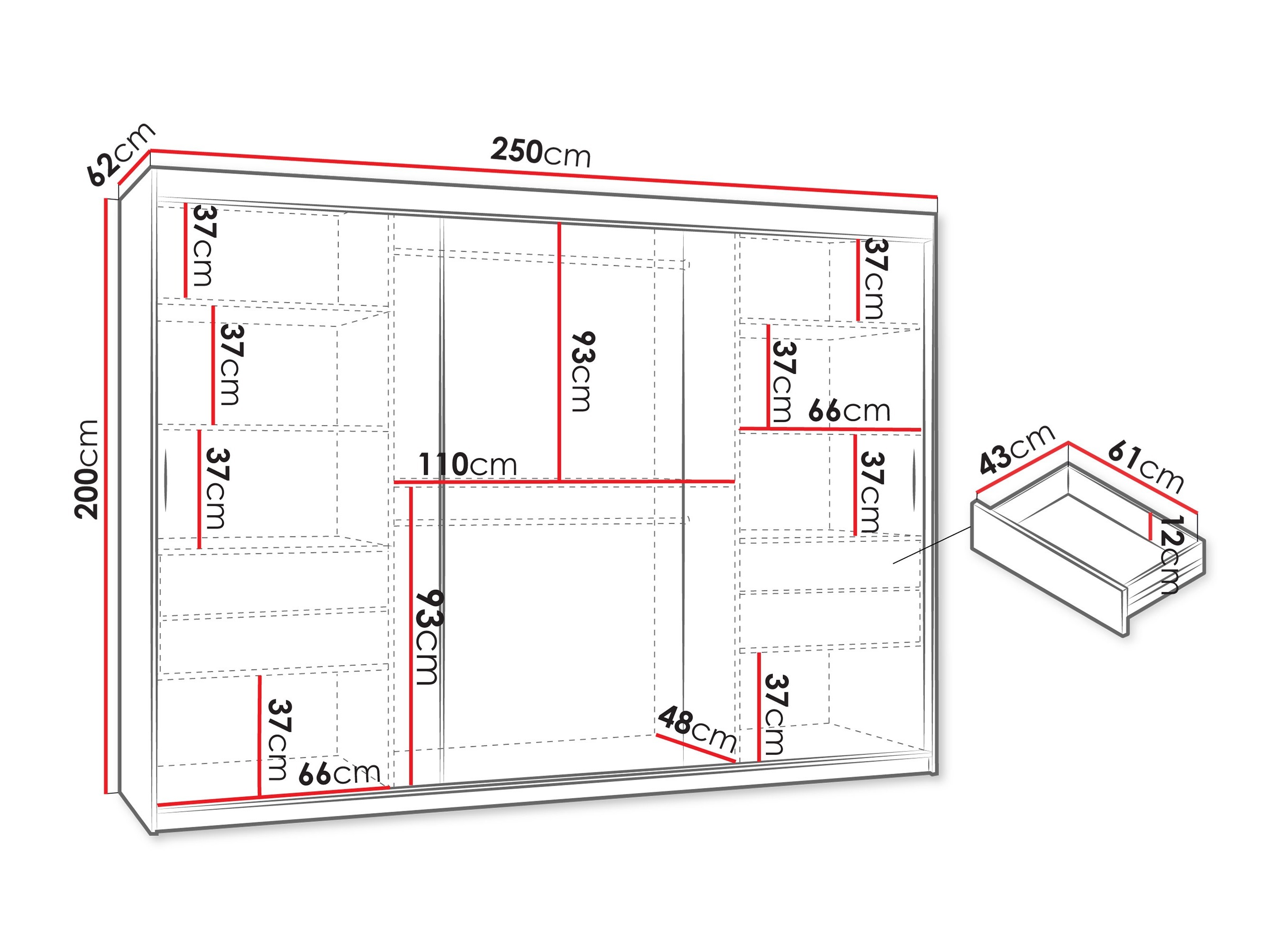 Kleiderschrank Hartford 497 (Schwarz)