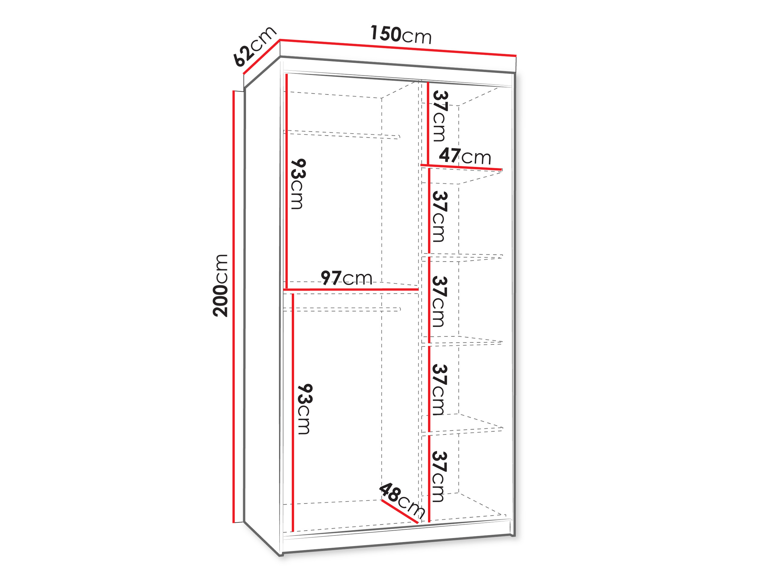 Kleiderschrank Hartford 502 (Schwarz)