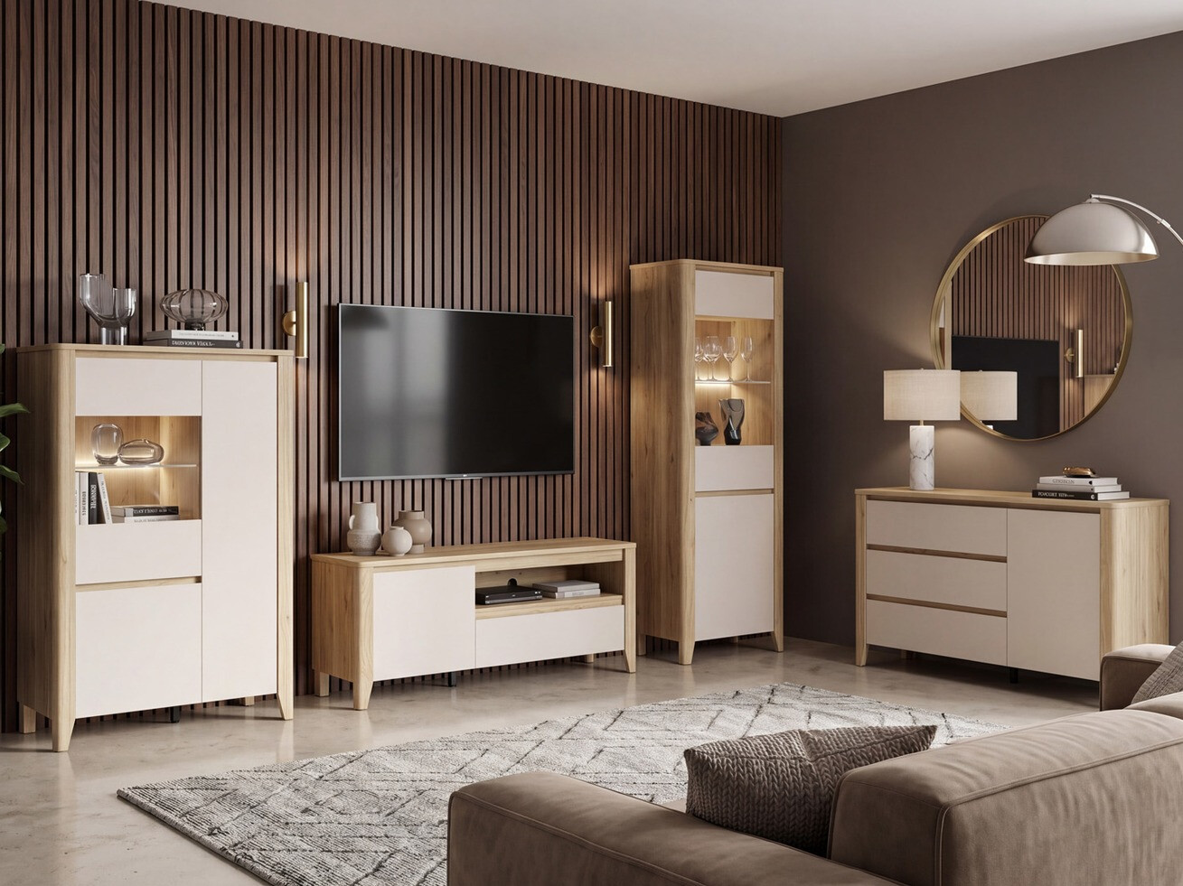 Regal Talduno 104 (Eichenholzoptik hell + Kaschmir)