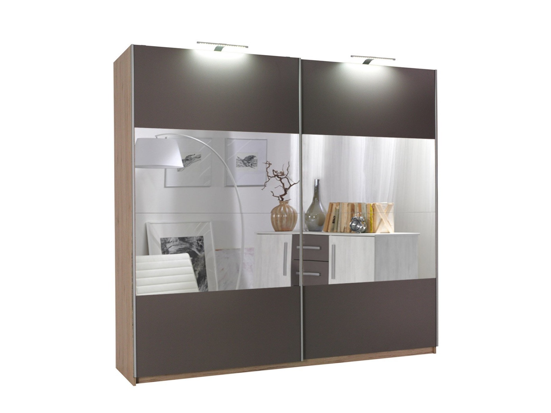 Kleiderschrank Murrieta 136 (San Remo Eichenholzoptik + Grau)
