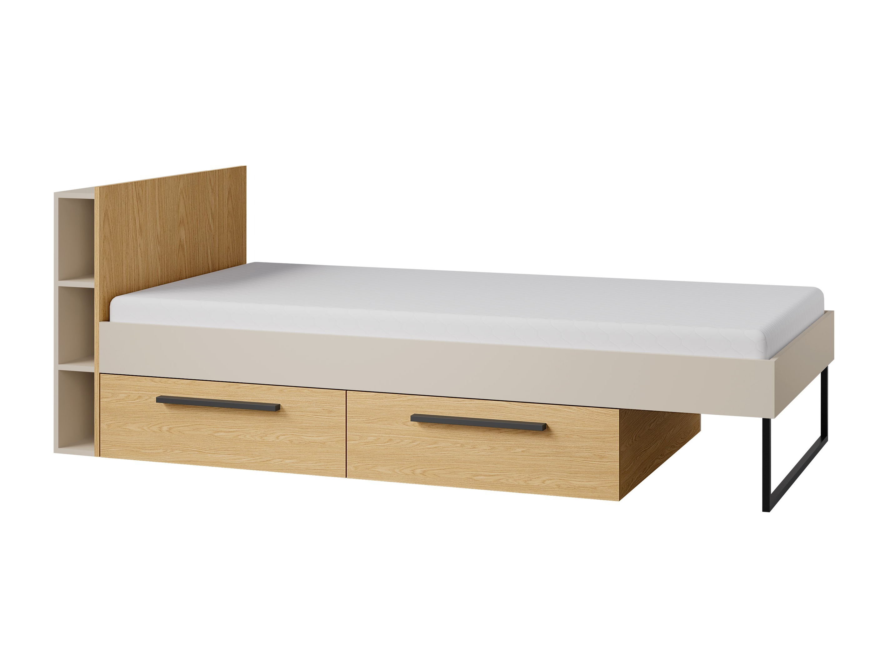 Bett Etruva 110 (Kaschmir + Eichenholzoptik)