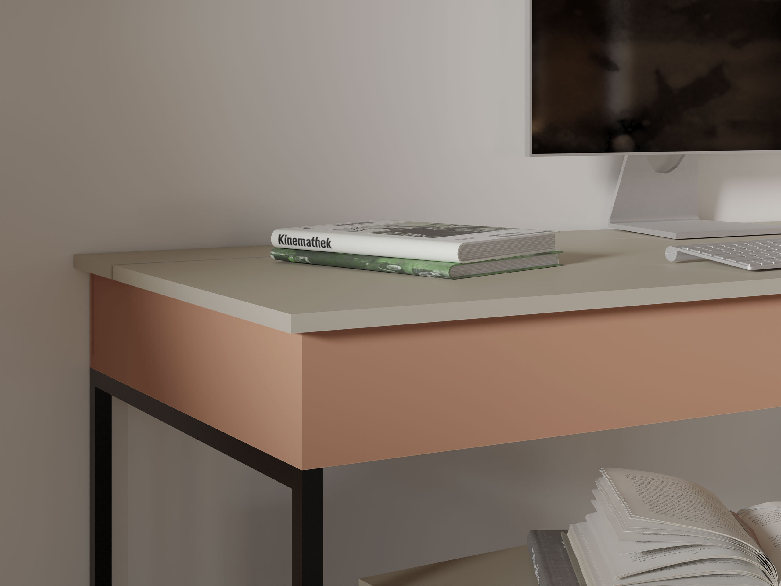 Bürotisch Etruva 109 (Kaschmir + Blau)