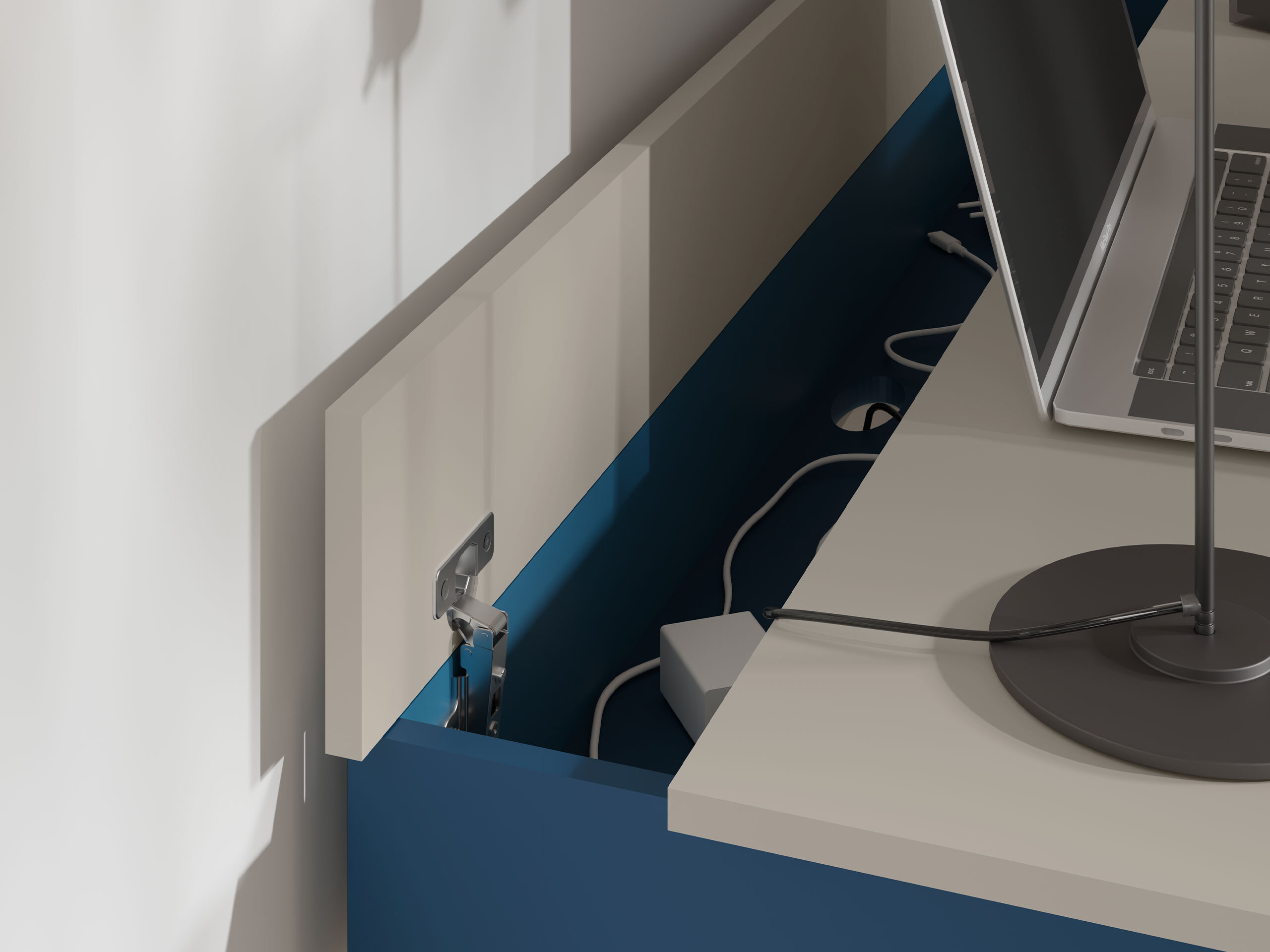 Bürotisch Etruva 109 (Kaschmir + Blau)