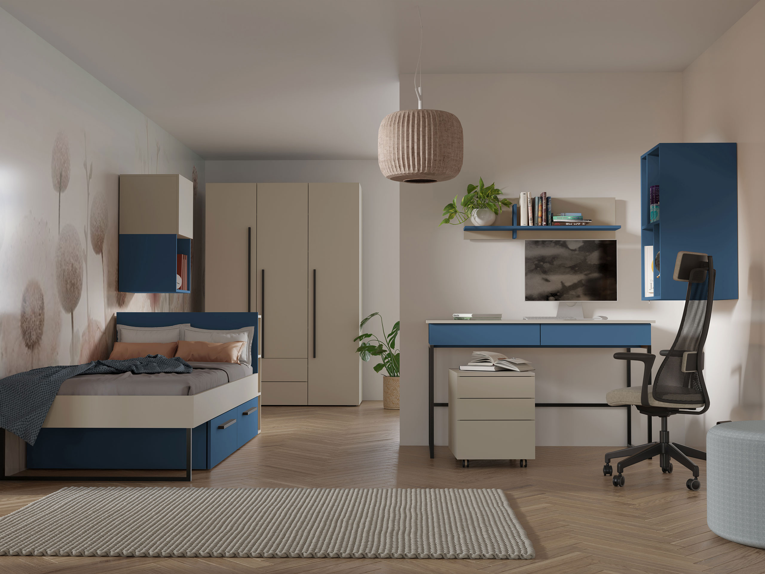 Kinderzimmer-Set Etruva 119 (Kaschmir + Blau)