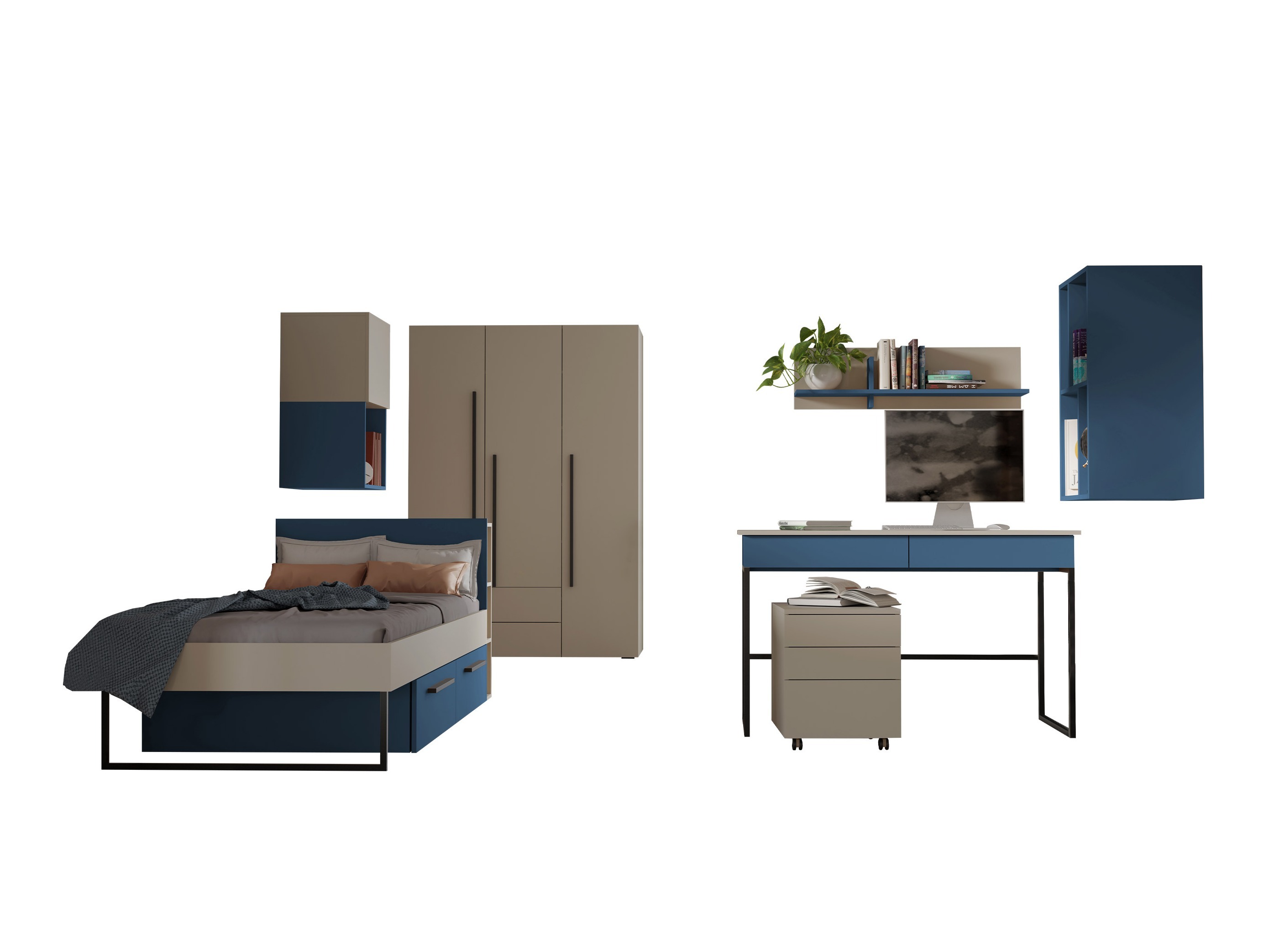 Kinderzimmer-Set Etruva 119 (Kaschmir + Blau)