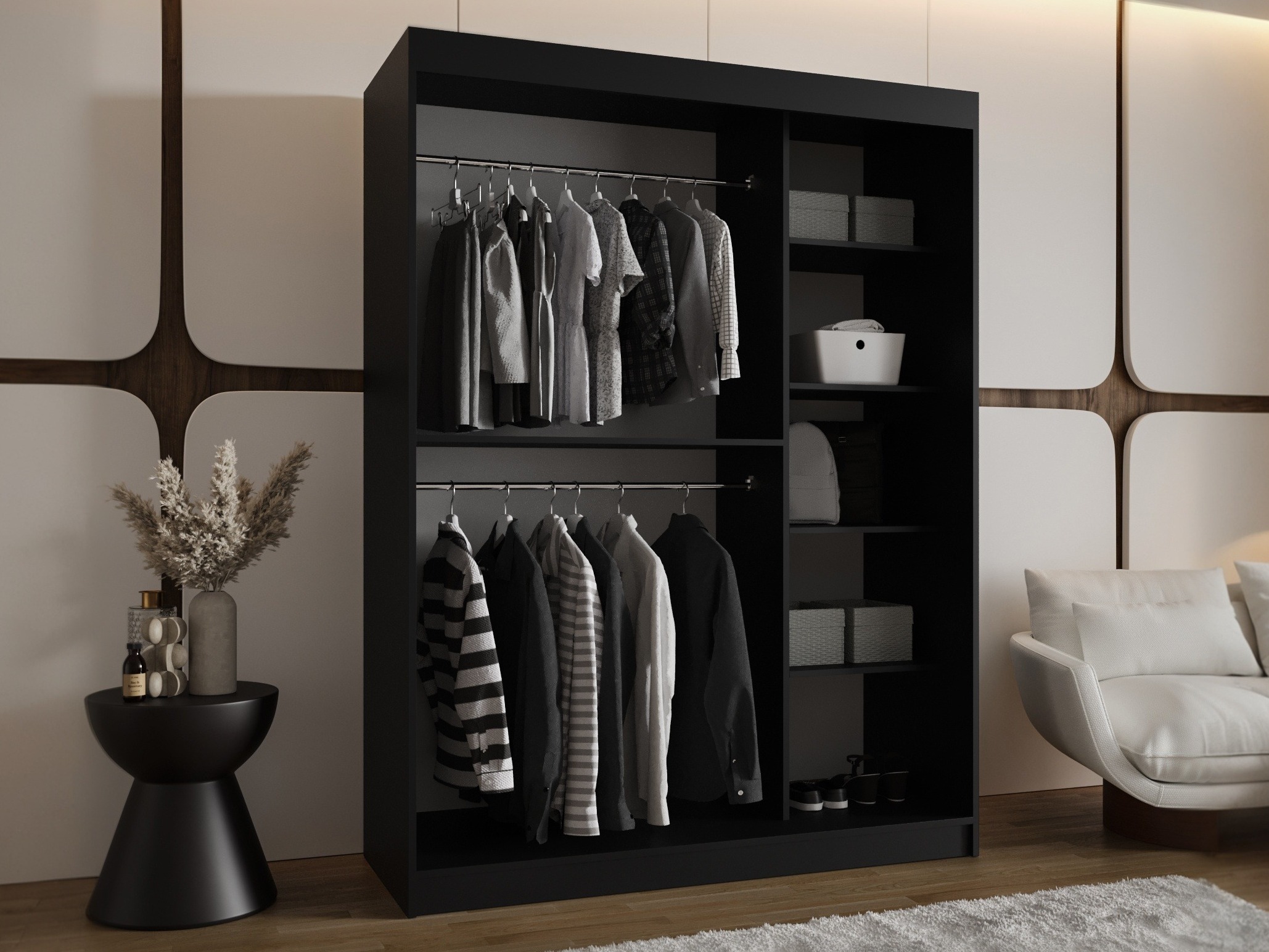 Kleiderschrank Hartford 502 (Schwarz)