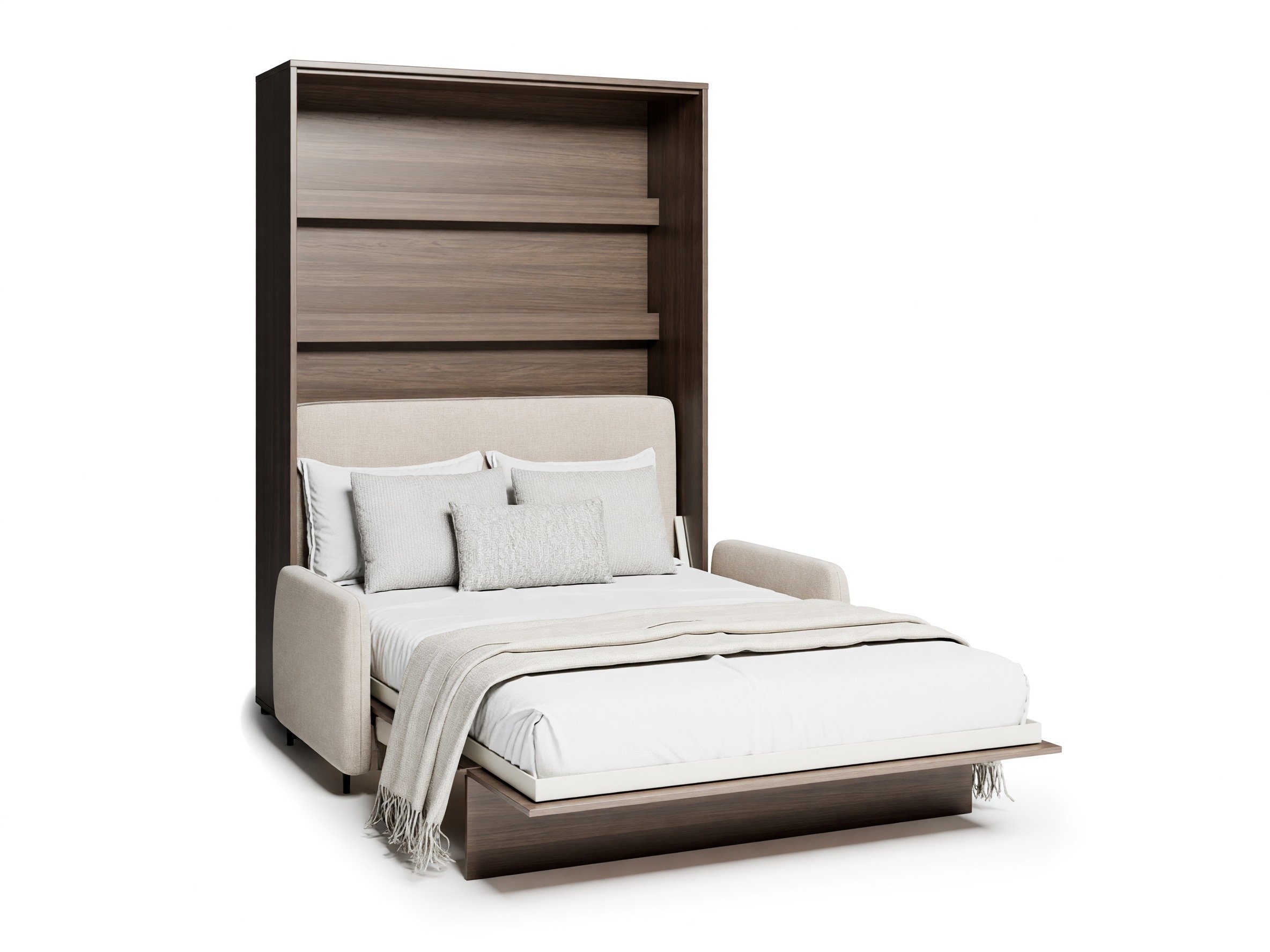 Schrankbett Concept Lenart VII (Eichenholzoptik dunkel + Beige)