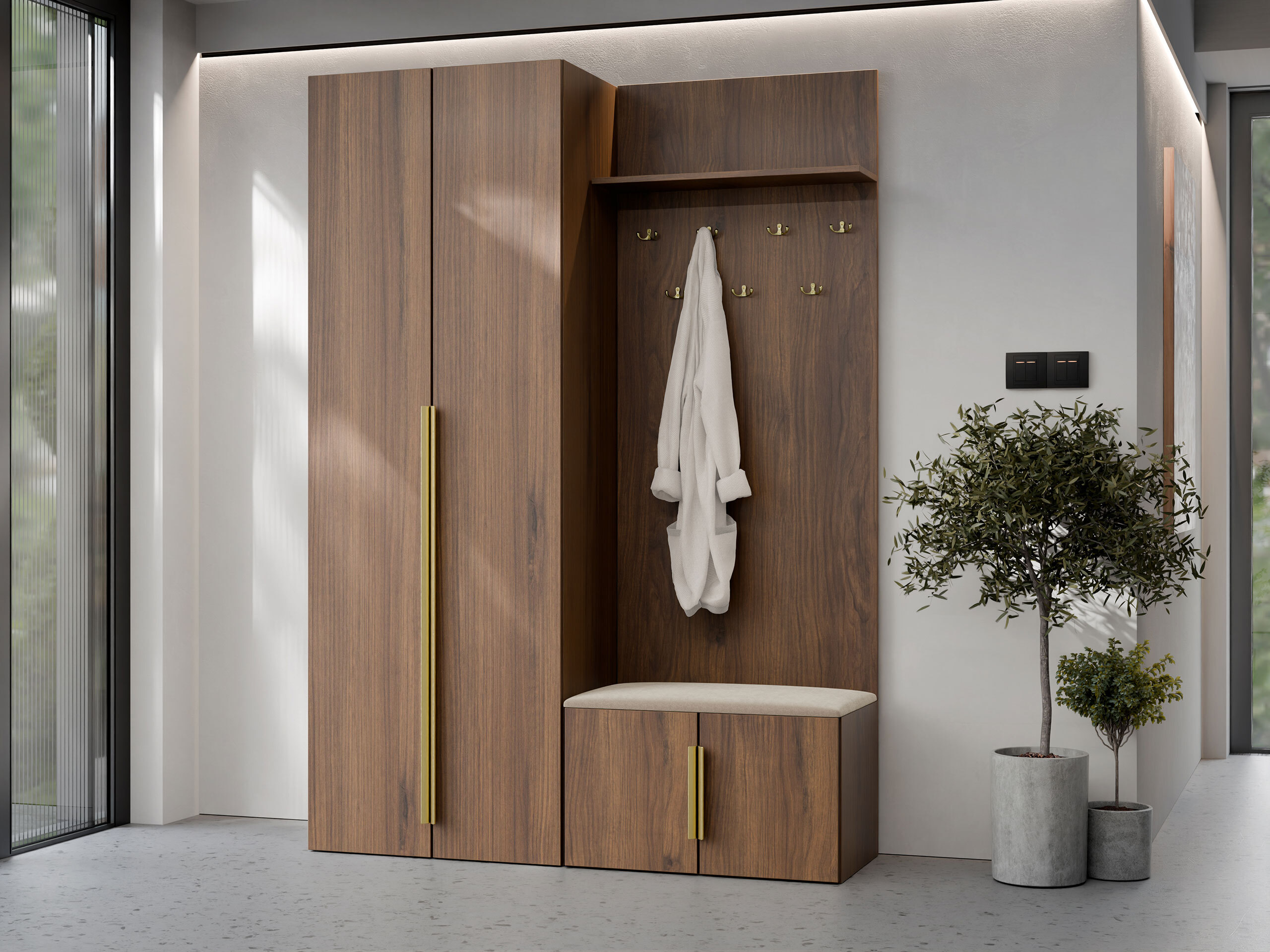 Regal Comfivo 578 (Walnussholzoptik + Gold)