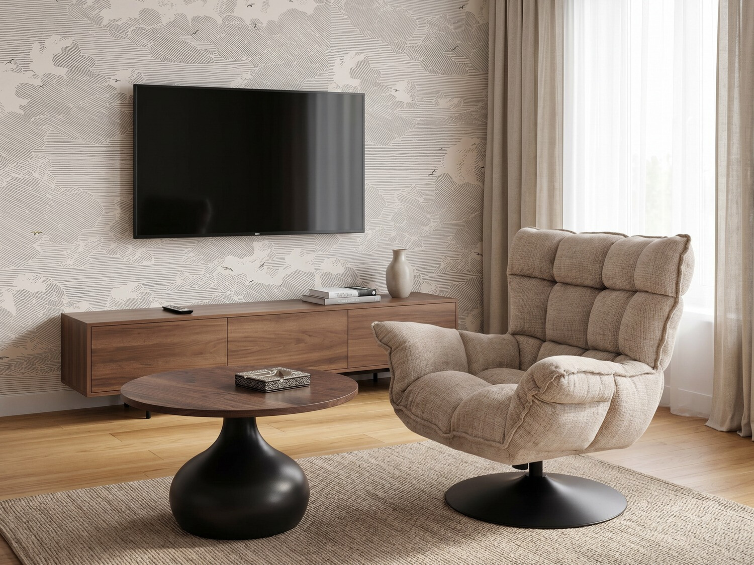 Couchtisch Houston 2192 (Schwarz + Walnussholzoptik)