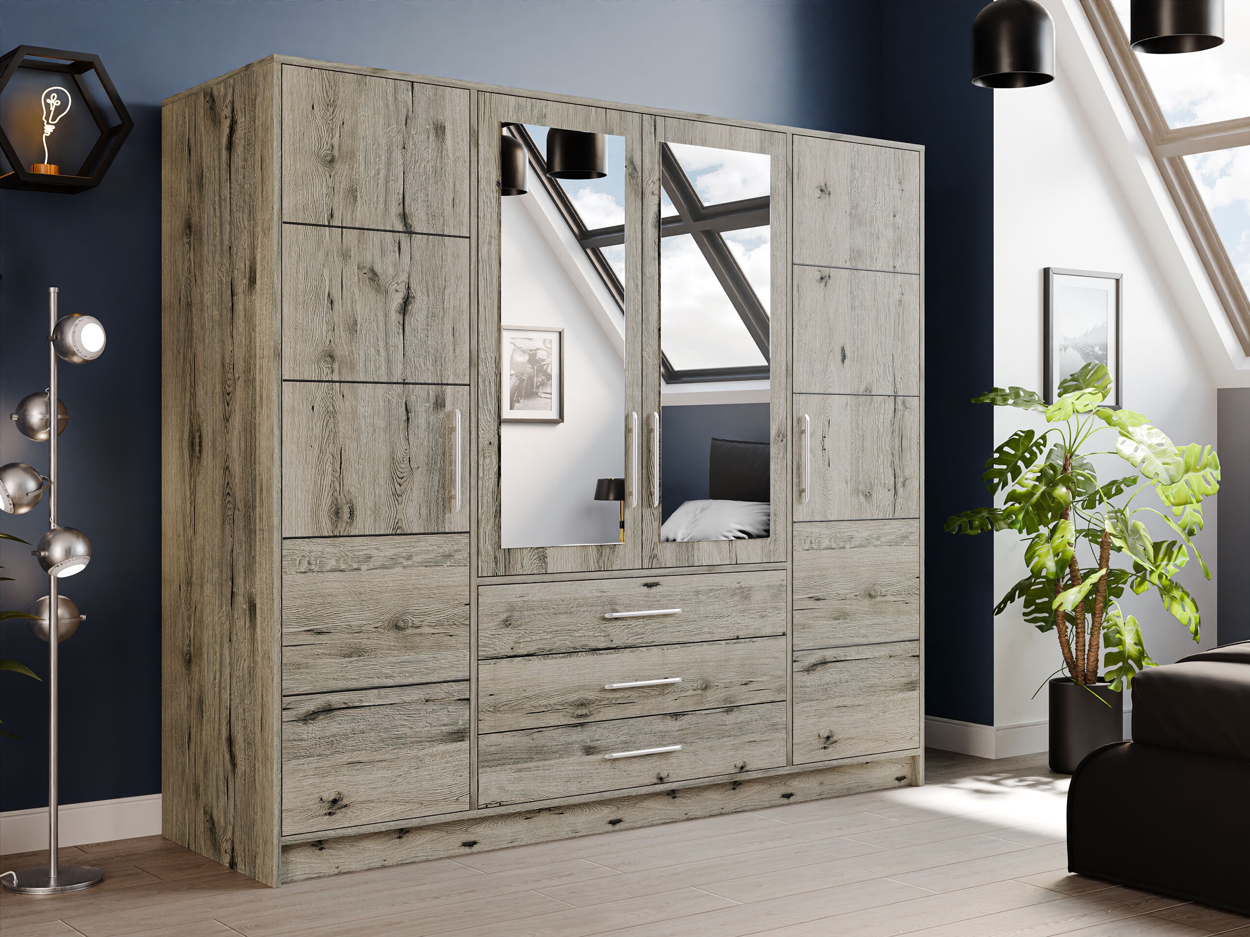 Kleiderschrank Dortivu (Wellington Eichenholzoptik)